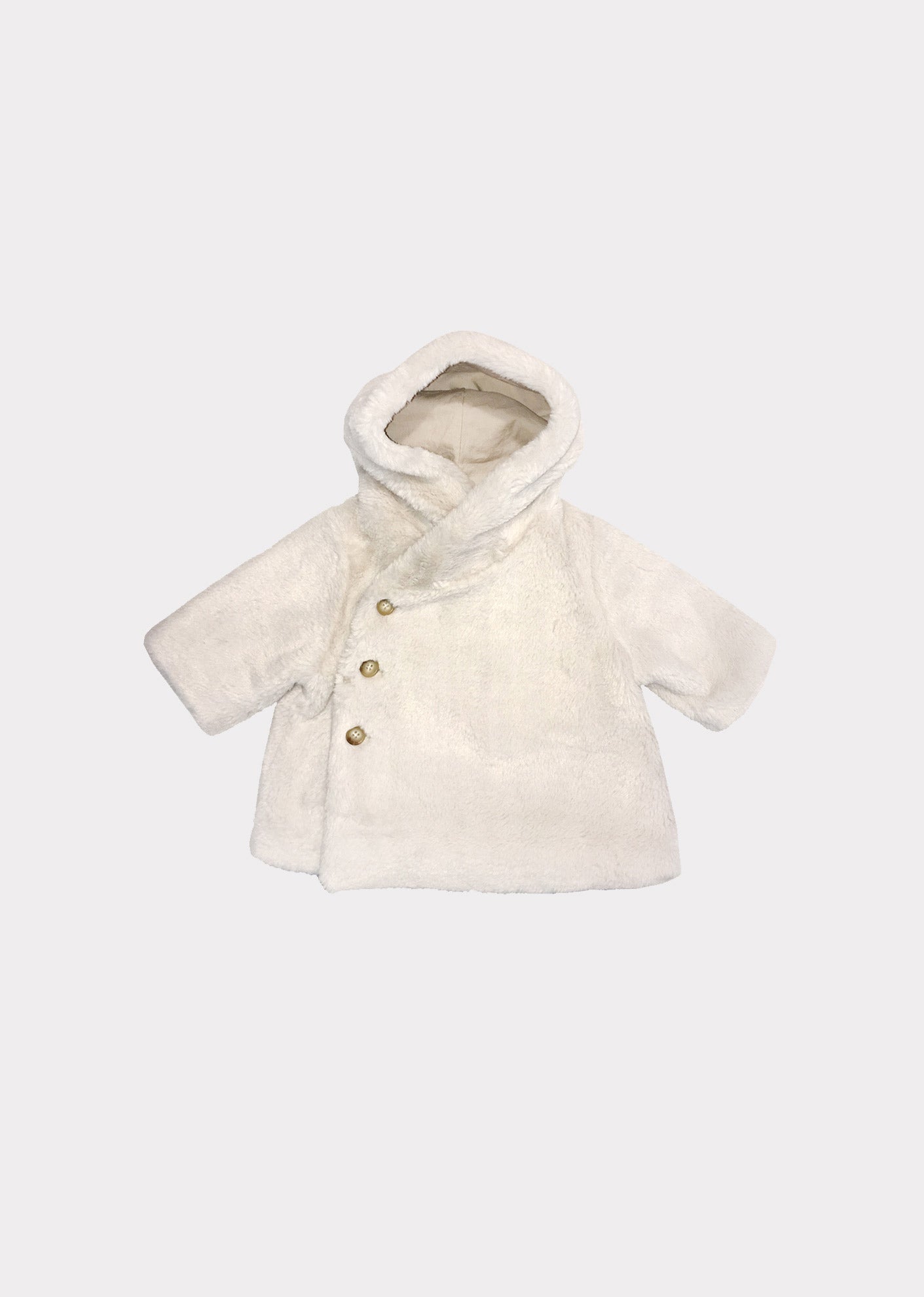 Baby Girls White Hooded Coat