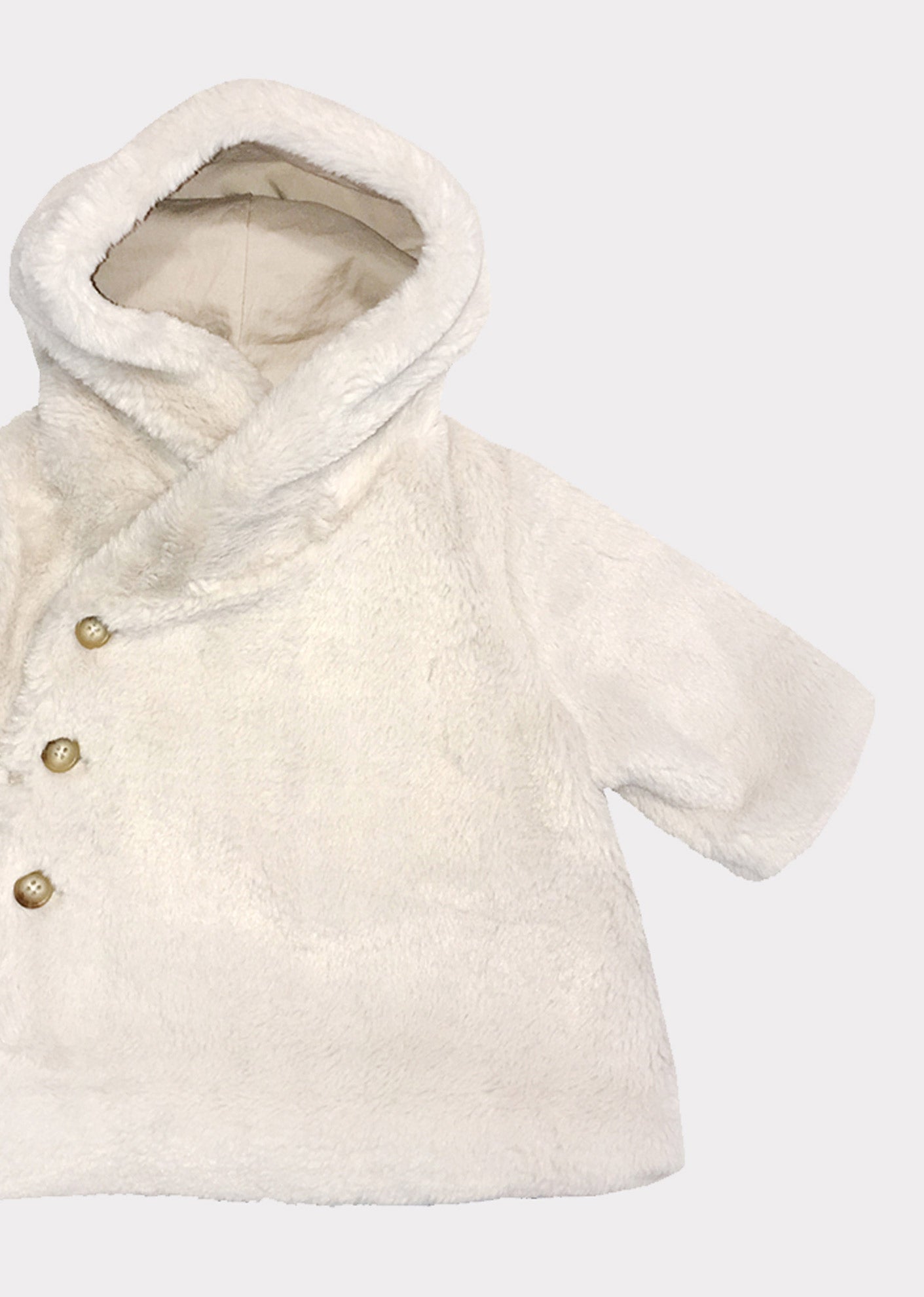 Baby Girls White Hooded Coat