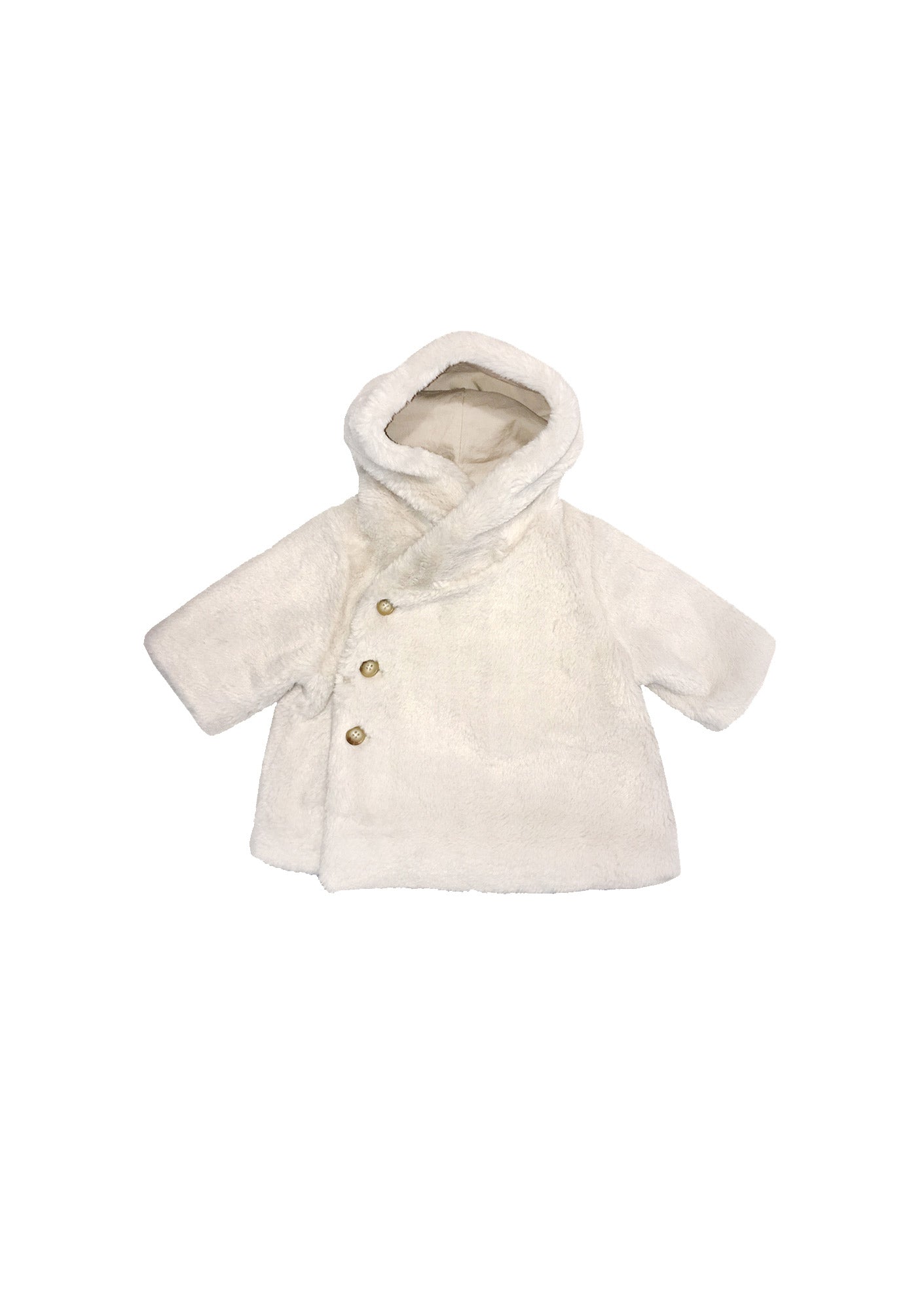 Baby Girls White Hooded Coat