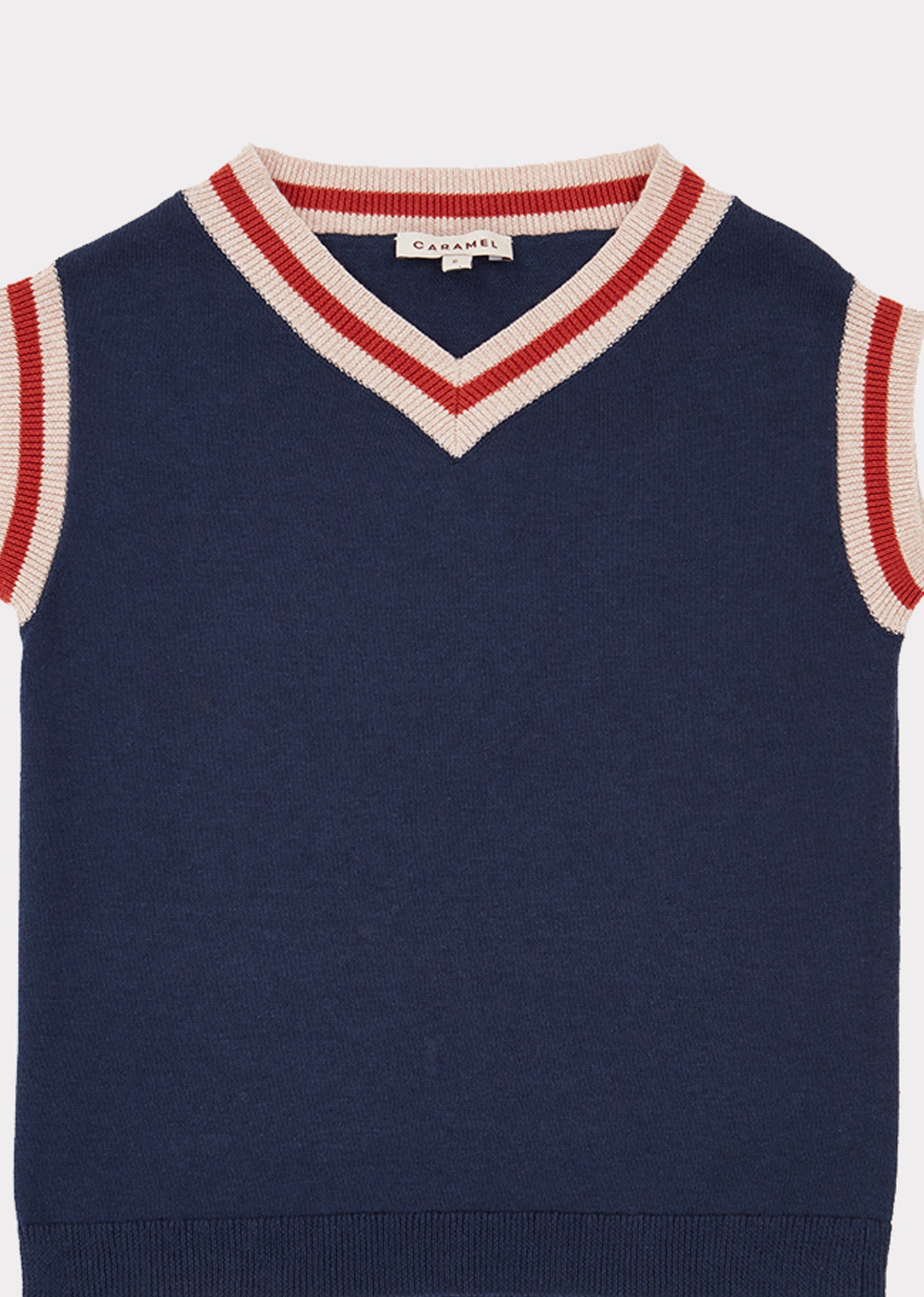 Girls Navy Knit Cotton Vest