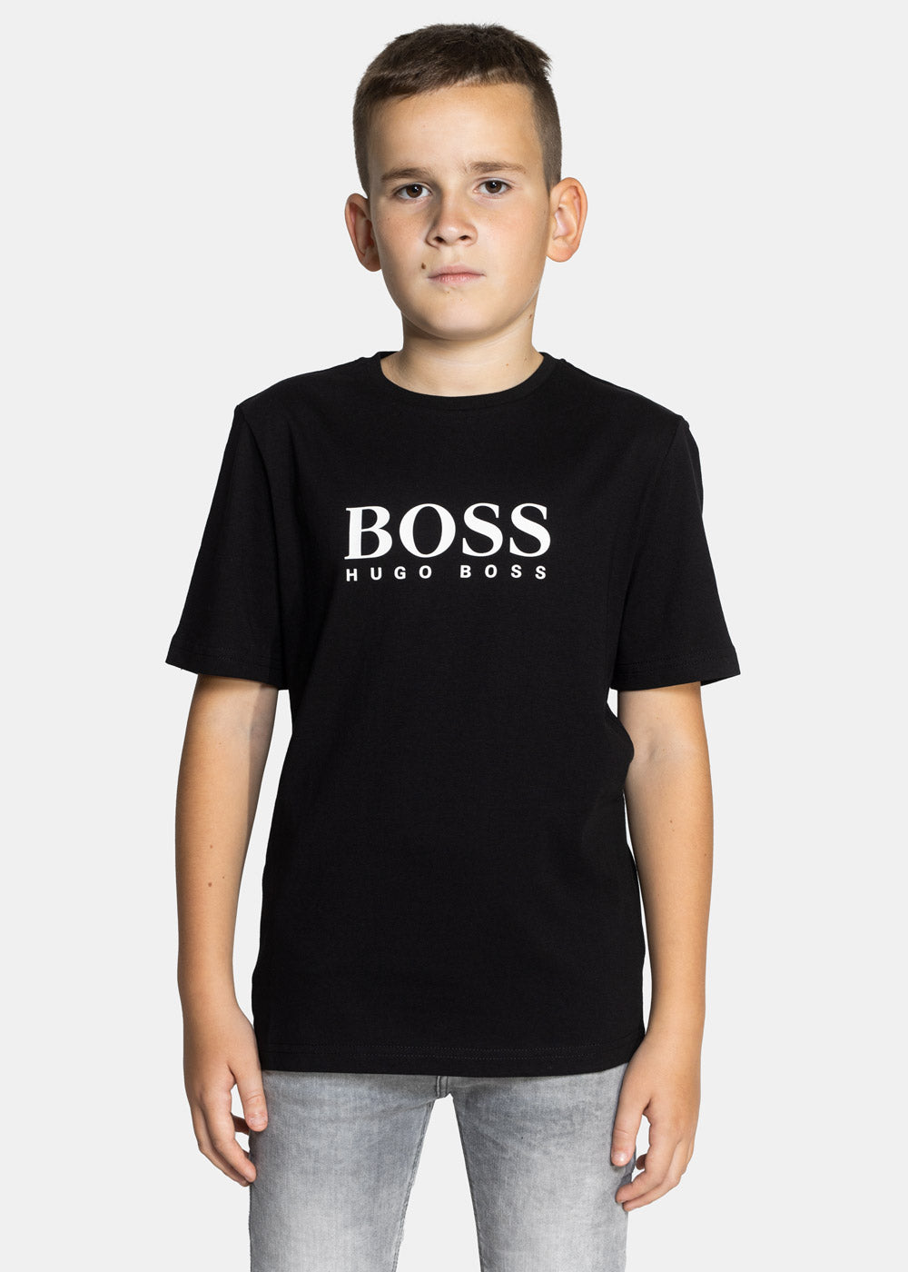 Boys & Girls Black Cotton T-Shirt