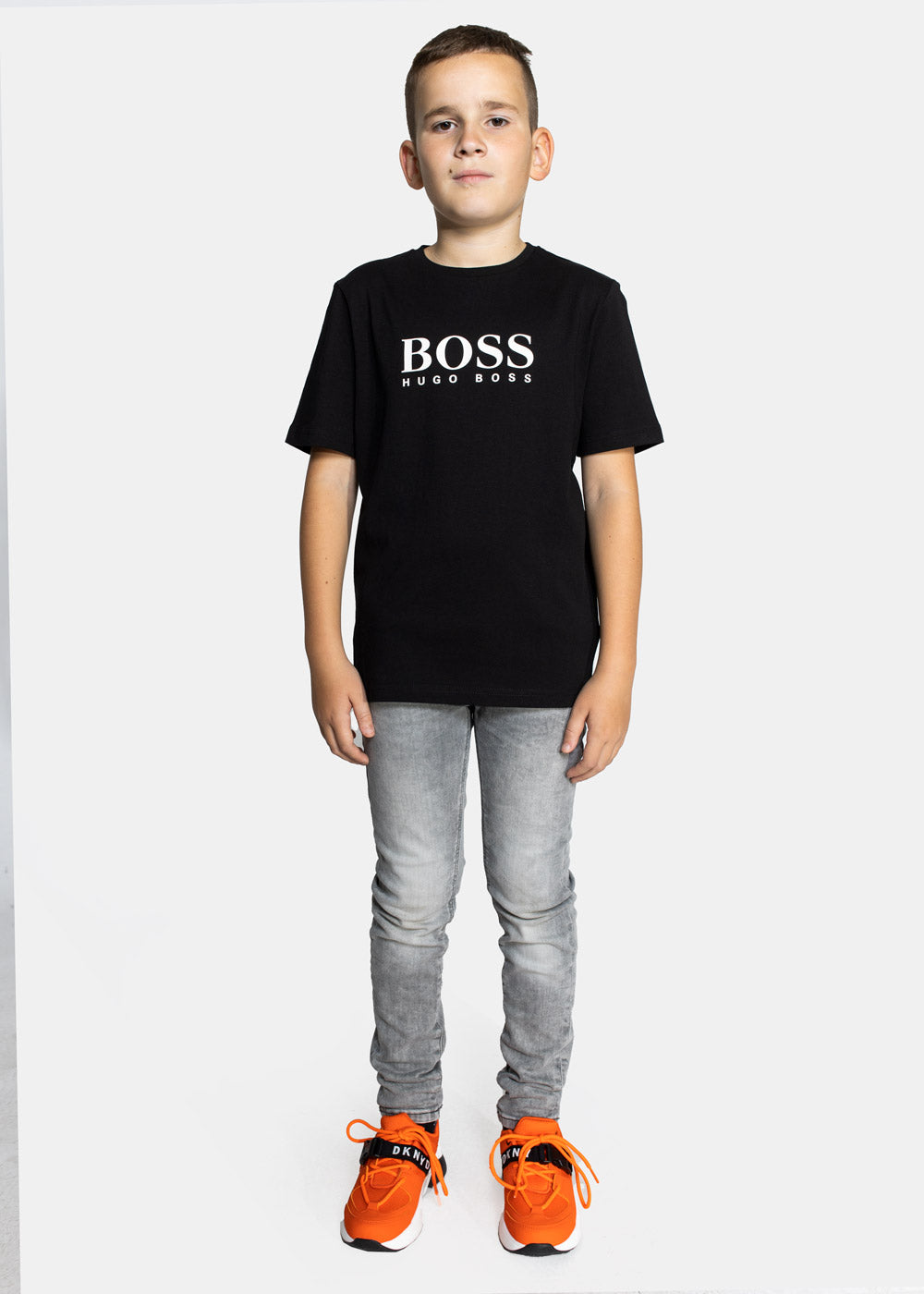 Boys & Girls Black Cotton T-Shirt