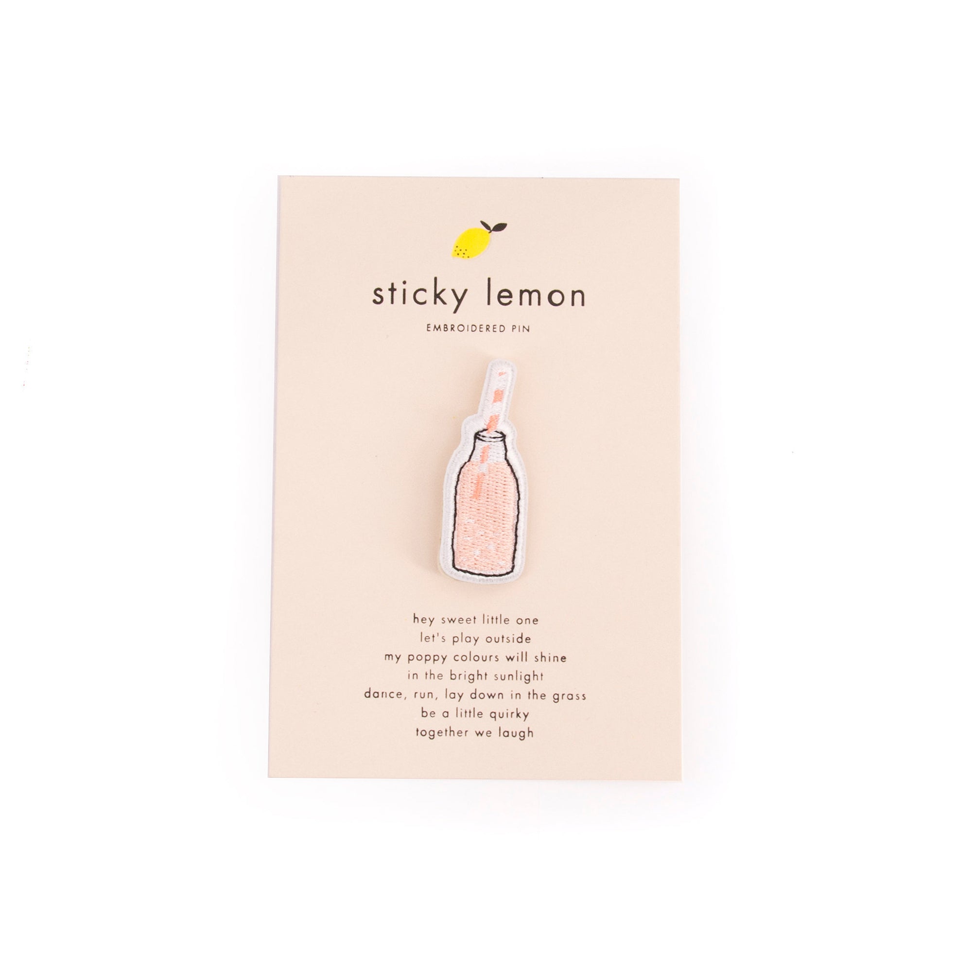 Sticky lemon Embroidered Pins Bottle