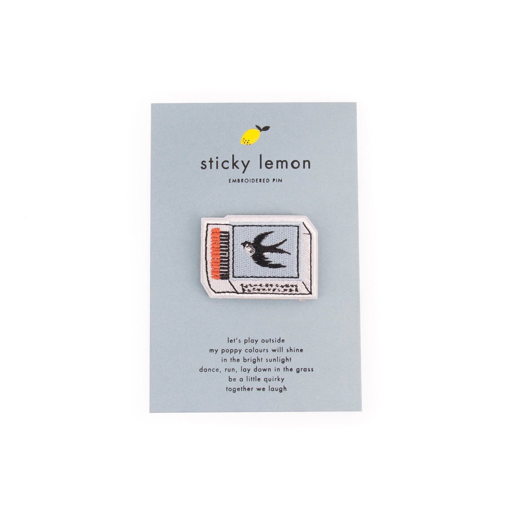 Sticky lemon Embroidered Pins Matchbox