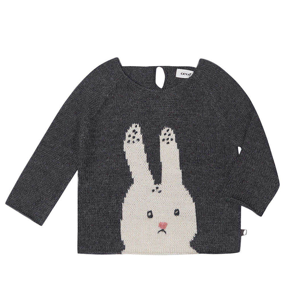 Baby Black Rabbit Design Trims Alpaca Sweater - CÉMAROSE | Children's Fashion Store
