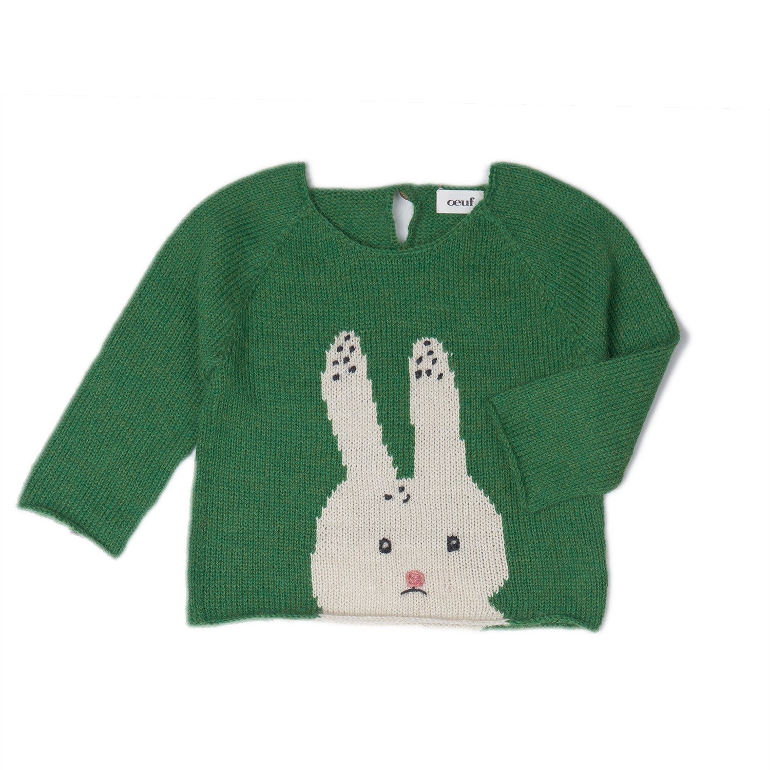 Baby Green Rabbit Design Trims Alpaca Sweater - CÉMAROSE | Children's Fashion Store