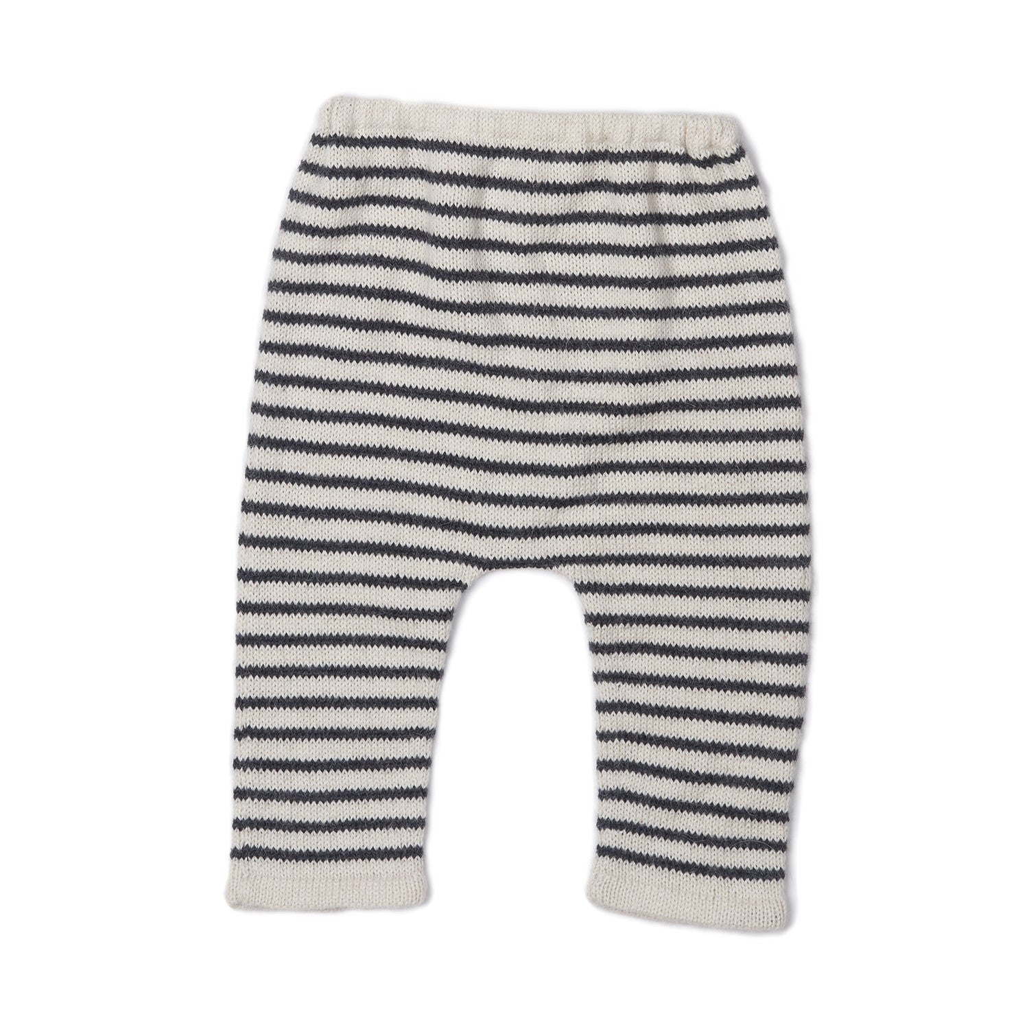 Baby Navy Blue Striped Alpaca Knitted Trouser - CÉMAROSE | Children's Fashion Store - 1