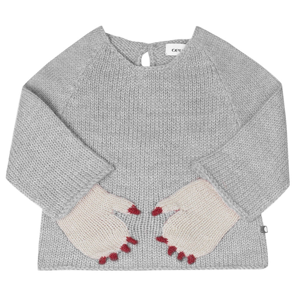 Baby  Light Grey Monster Sweater With Gloves - CÉMAROSE | Children's Fashion Store - 1