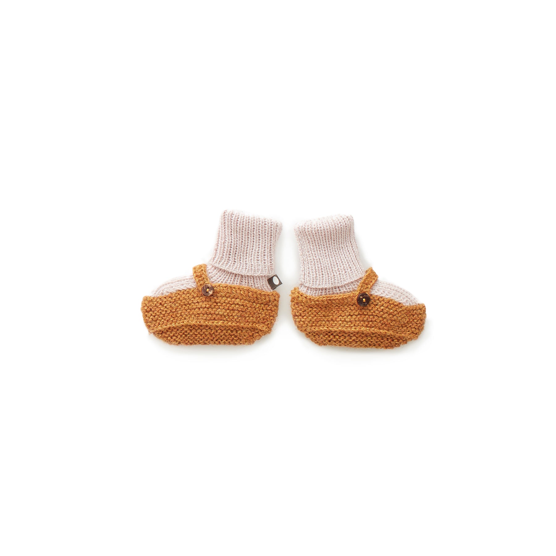 Baby Mustard & White Baby Alpaca Sock Booties
