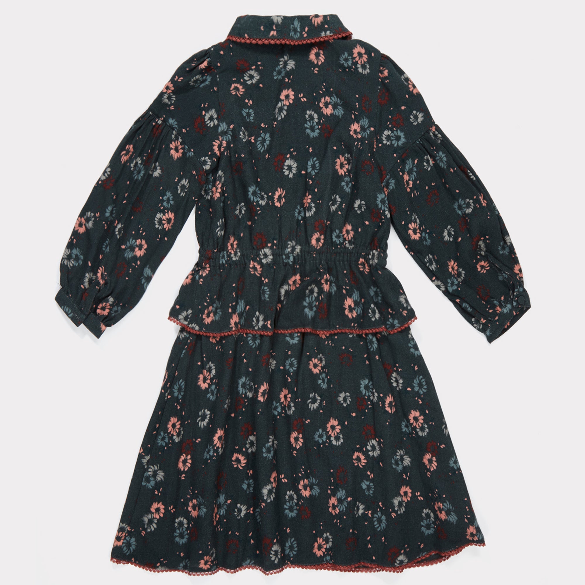 Girls Dark Teal Painted Flower Dress