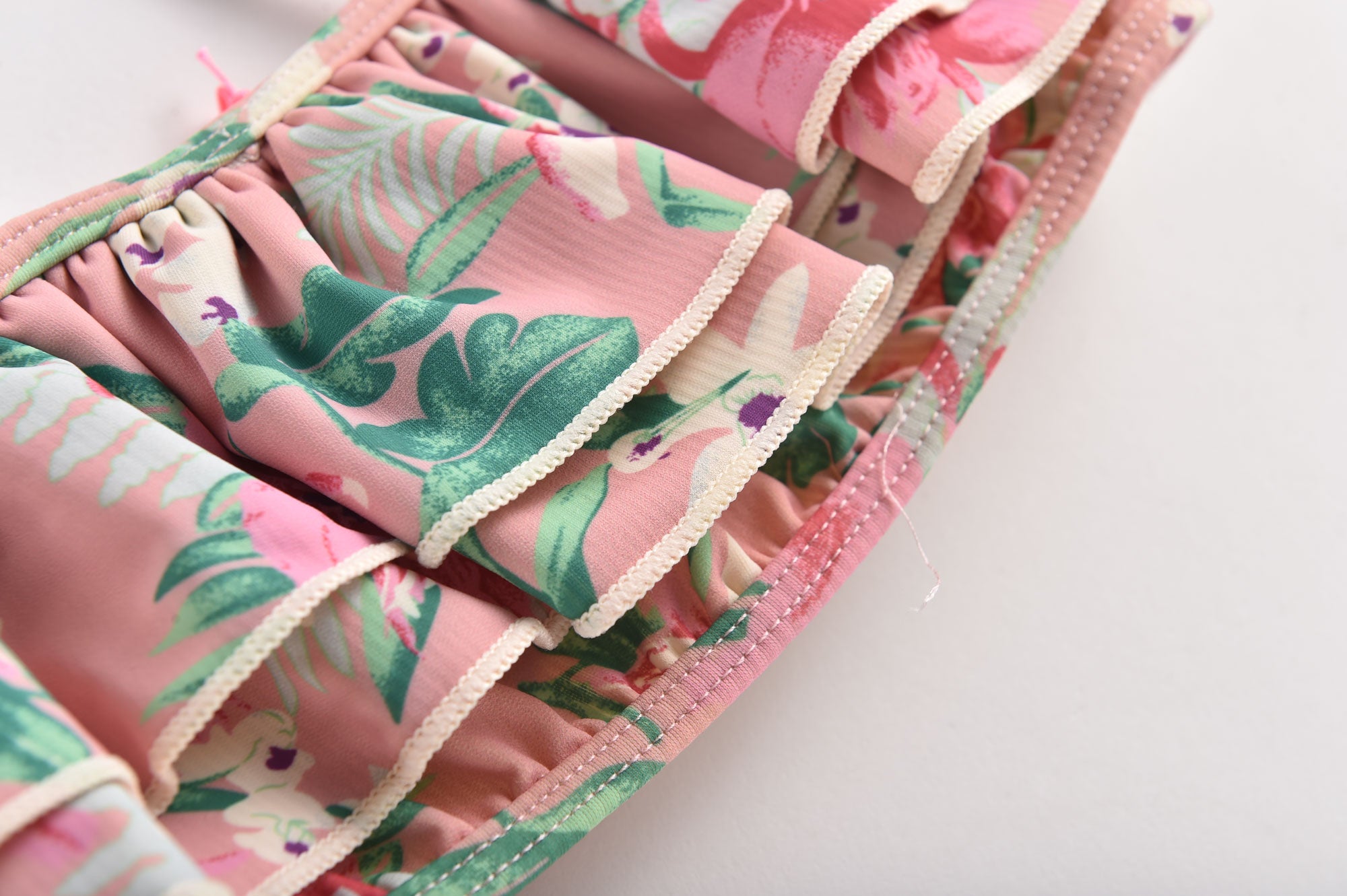 Girls Pink Flamingo Swimsuit