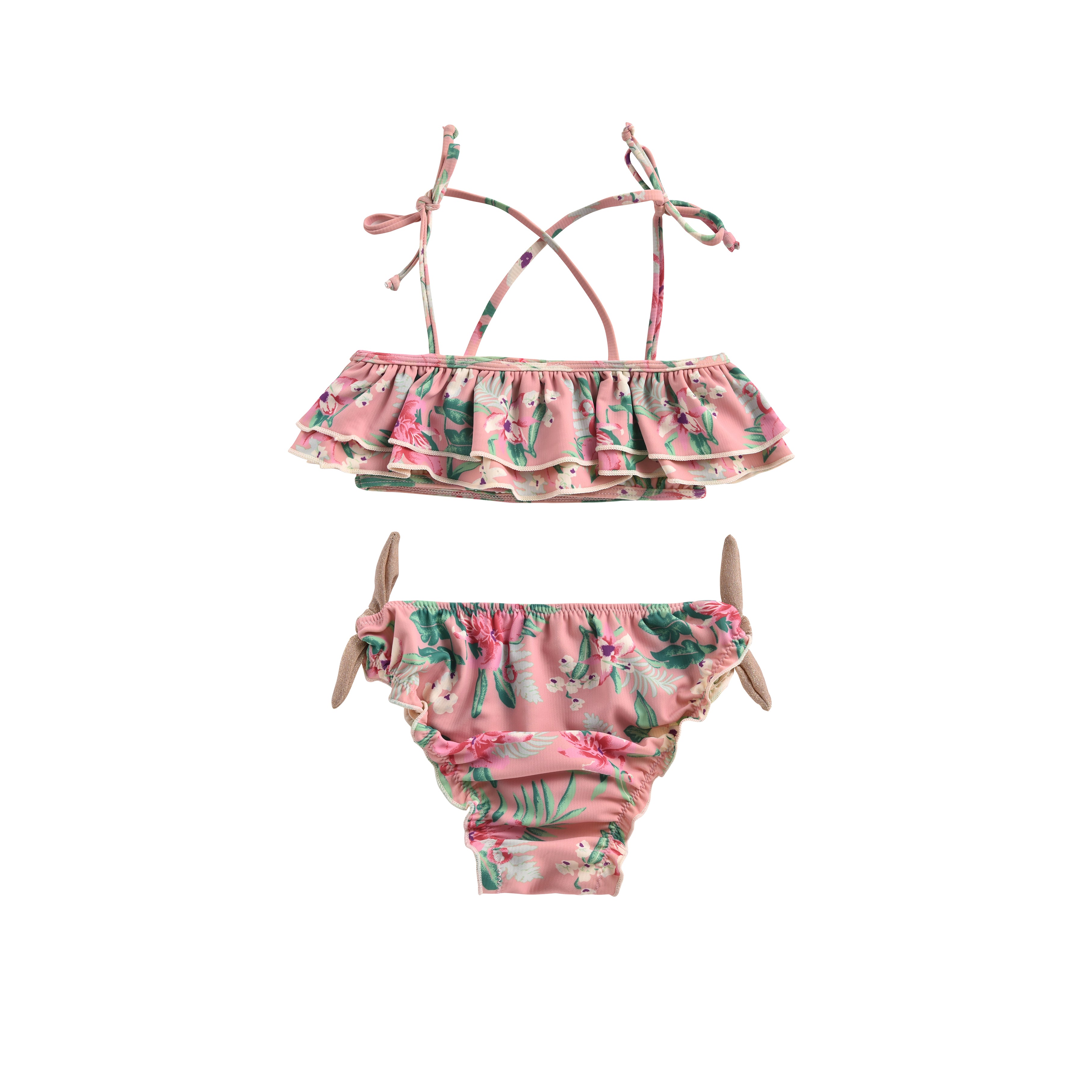 Girls Pink Flamingo Swimsuit