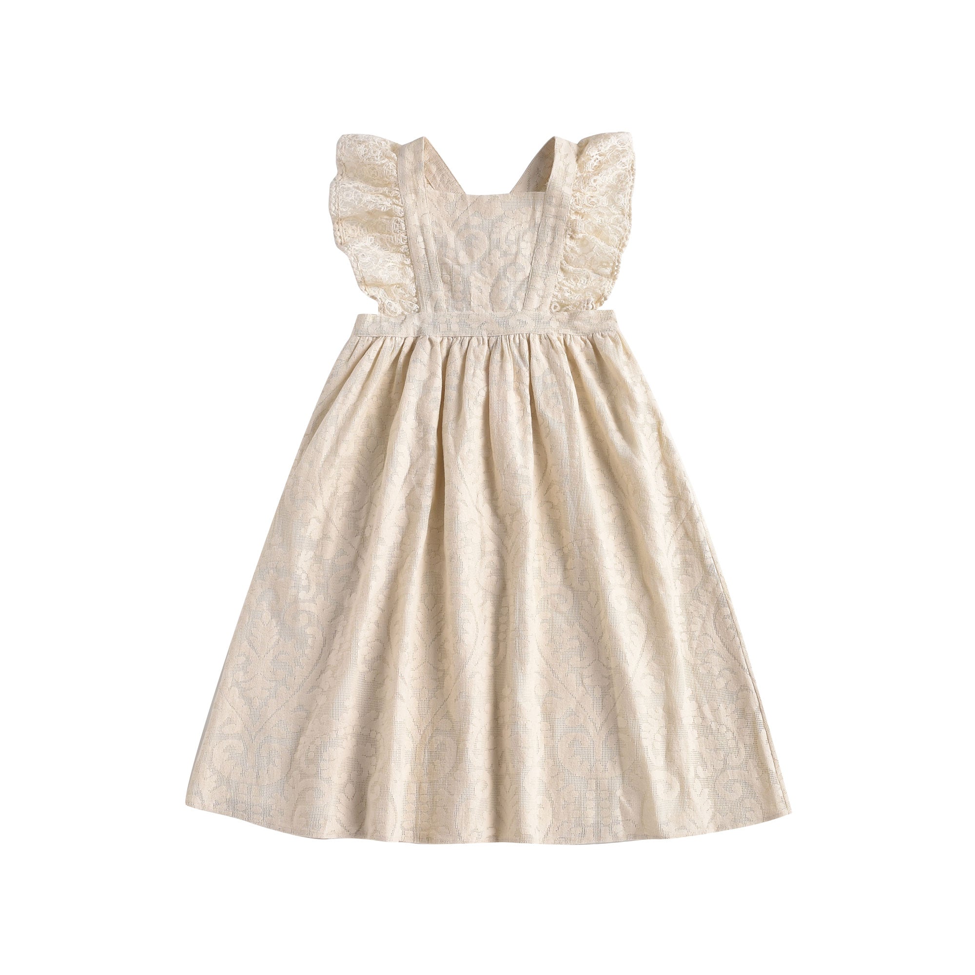 Girls Cream Baroque Lace Dress