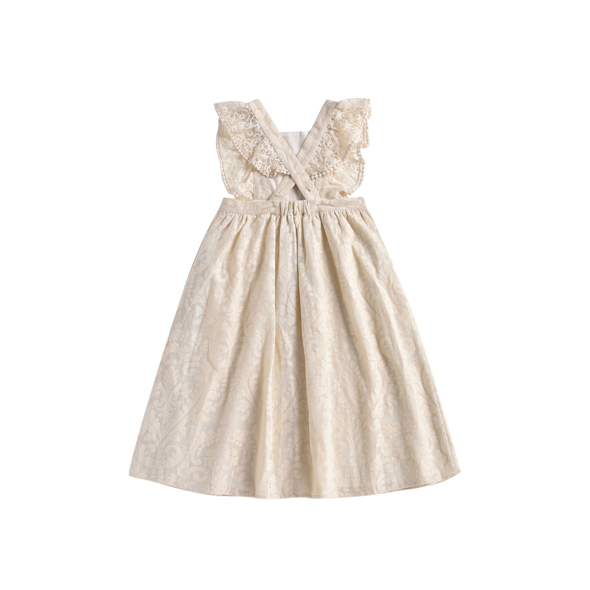 Girls Cream Baroque Lace Dress