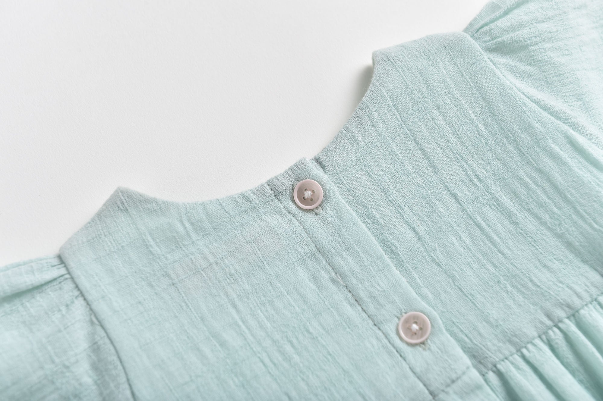 Girls Cyan Embroidered Cotton Dress