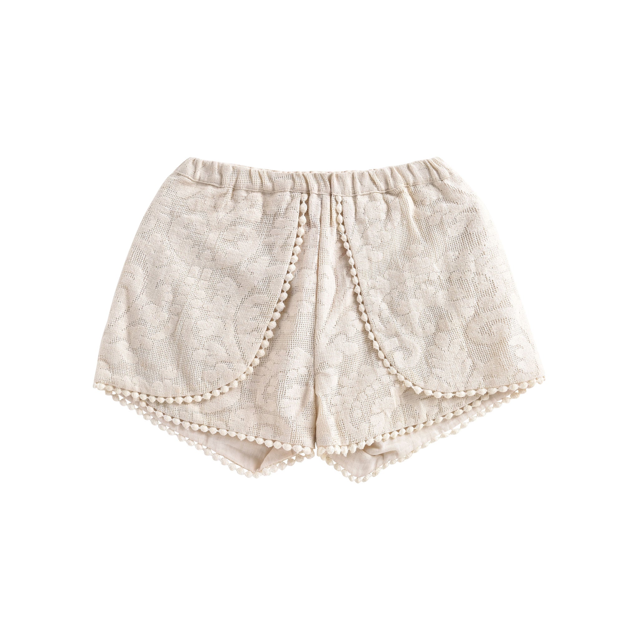 Girls Cream Baroque Lace Shorts