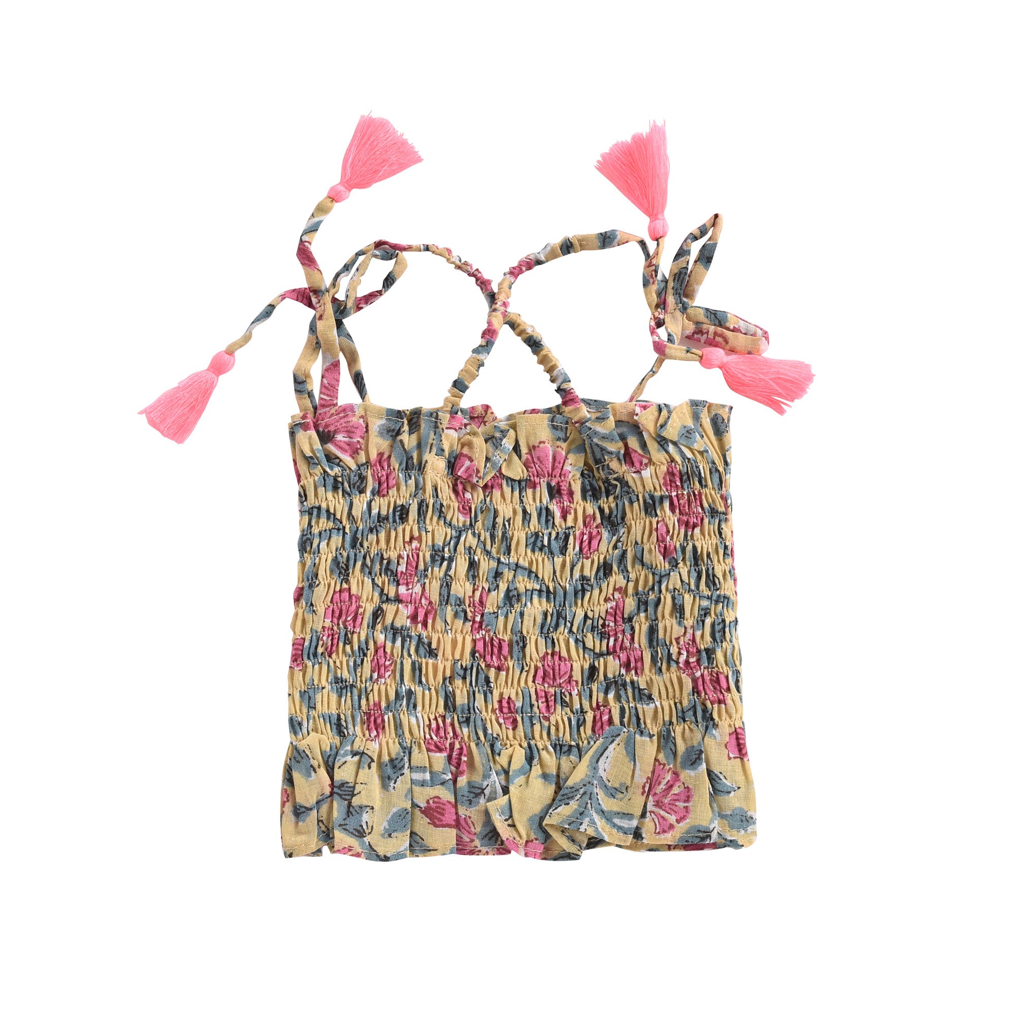 Girls Lemon Flowers Cotton Top