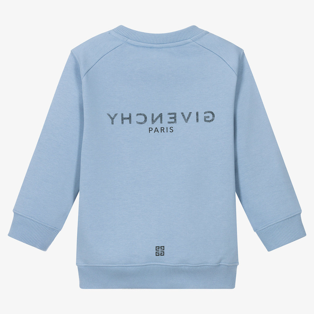 Boys Blue Logo Cotton Sweatshirt