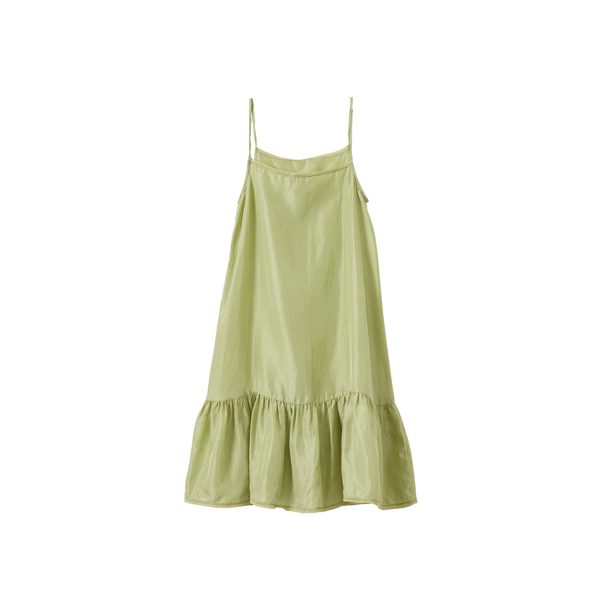 Girls Green Strap Silk Dress