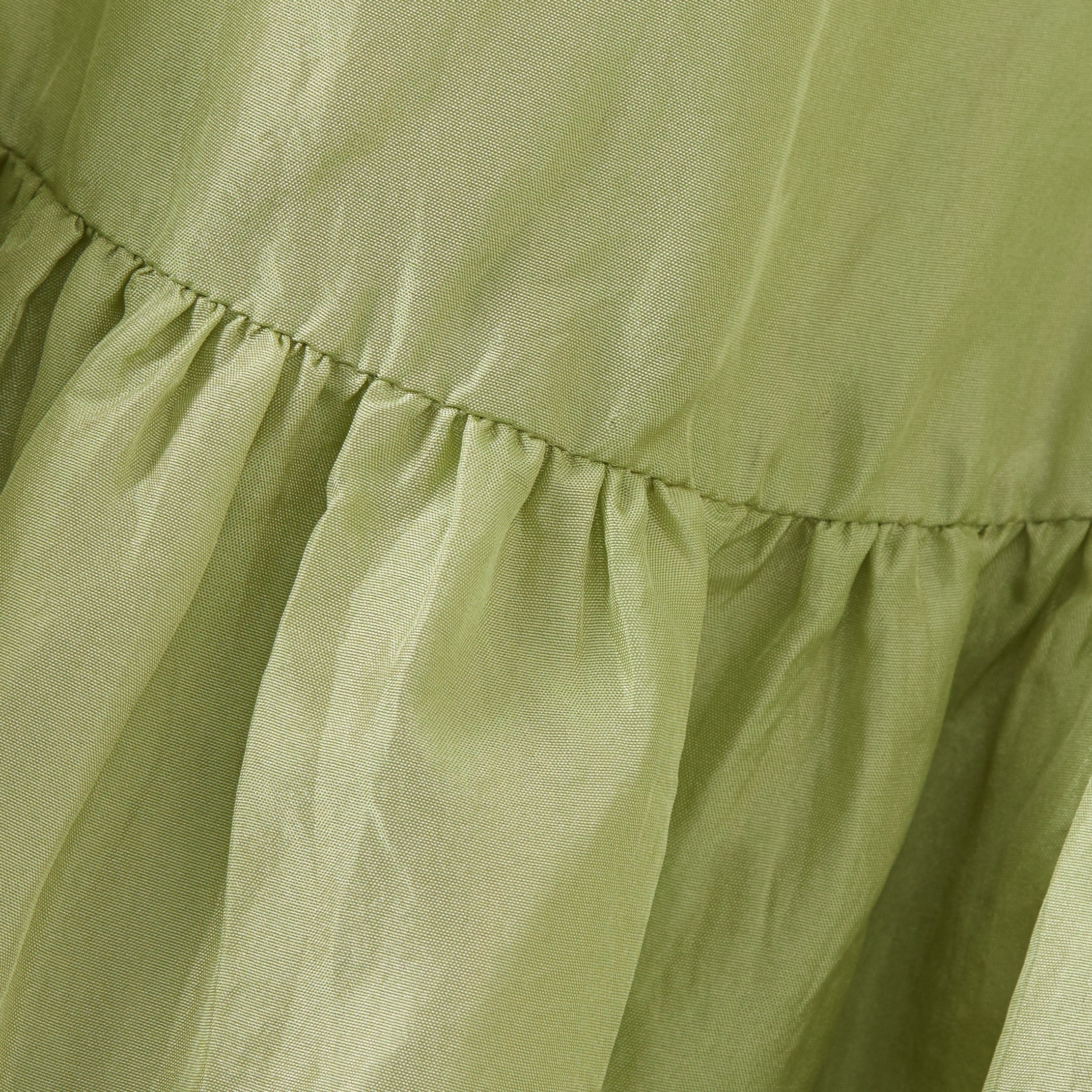 Girls Green Strap Silk Dress