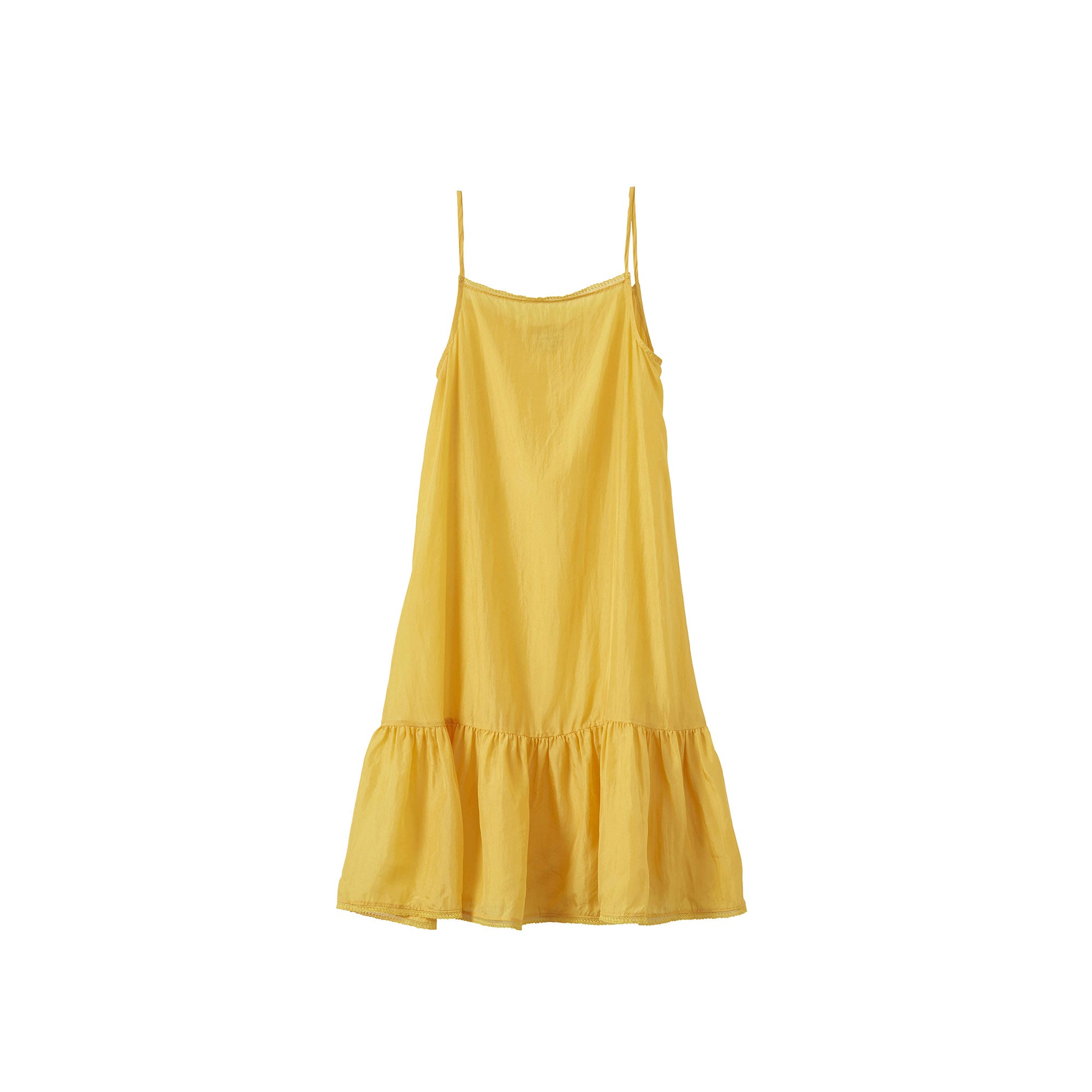Girls Yellow Strap Silk Dress
