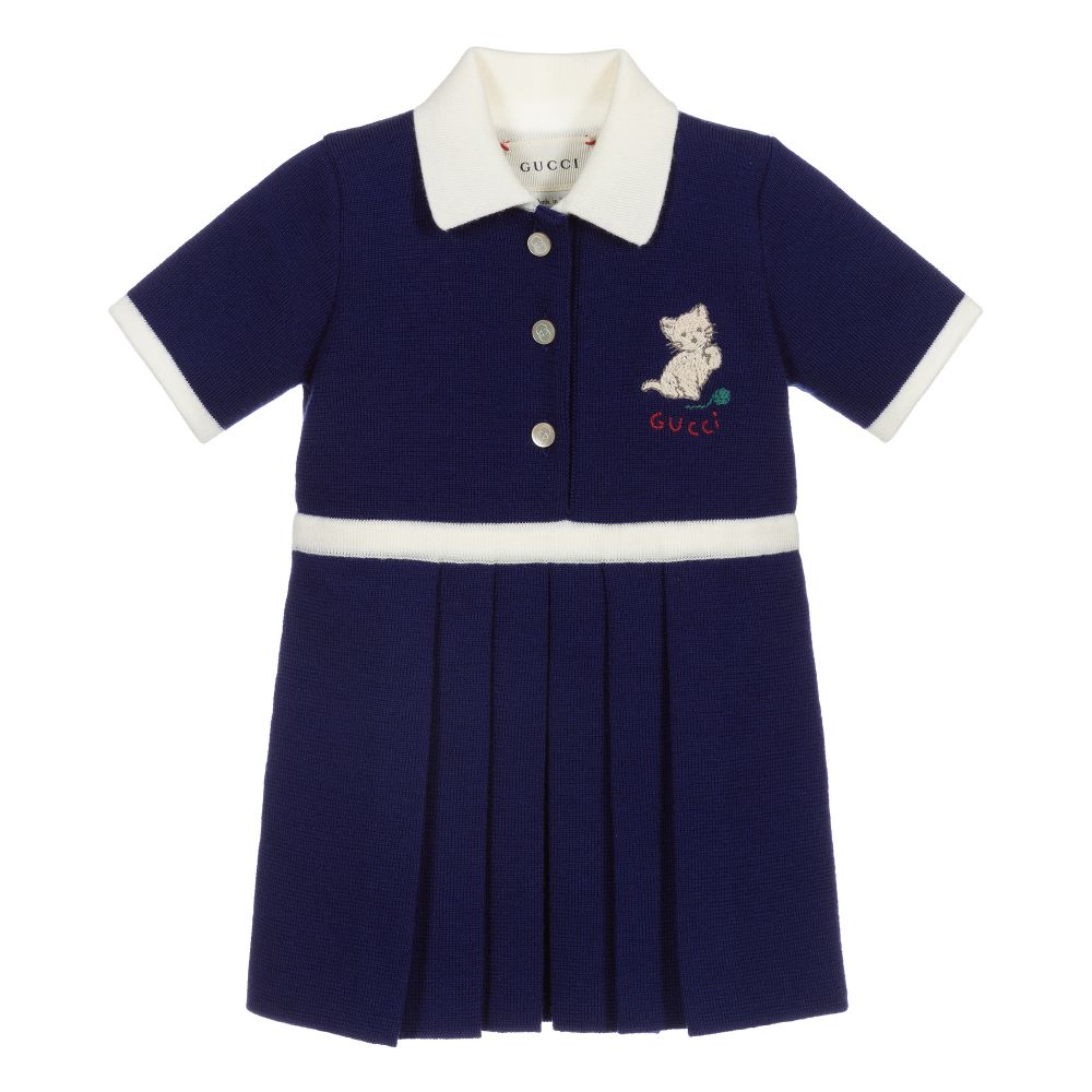 Baby Girls Navy Kitty Dress