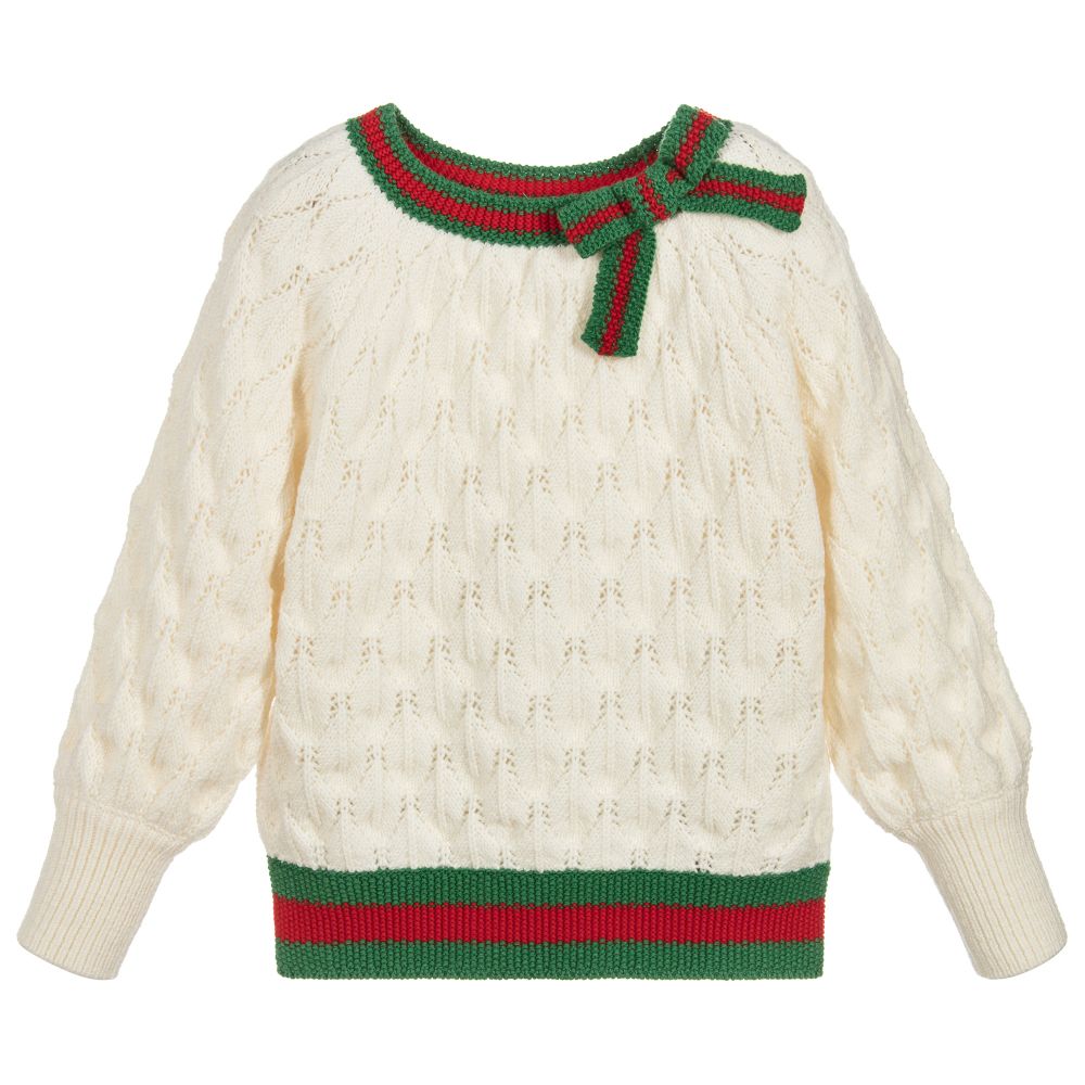 Girls White Wool Sweaters