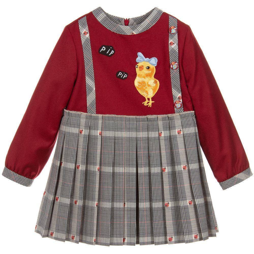 Baby Girls Red Check Wool Dress