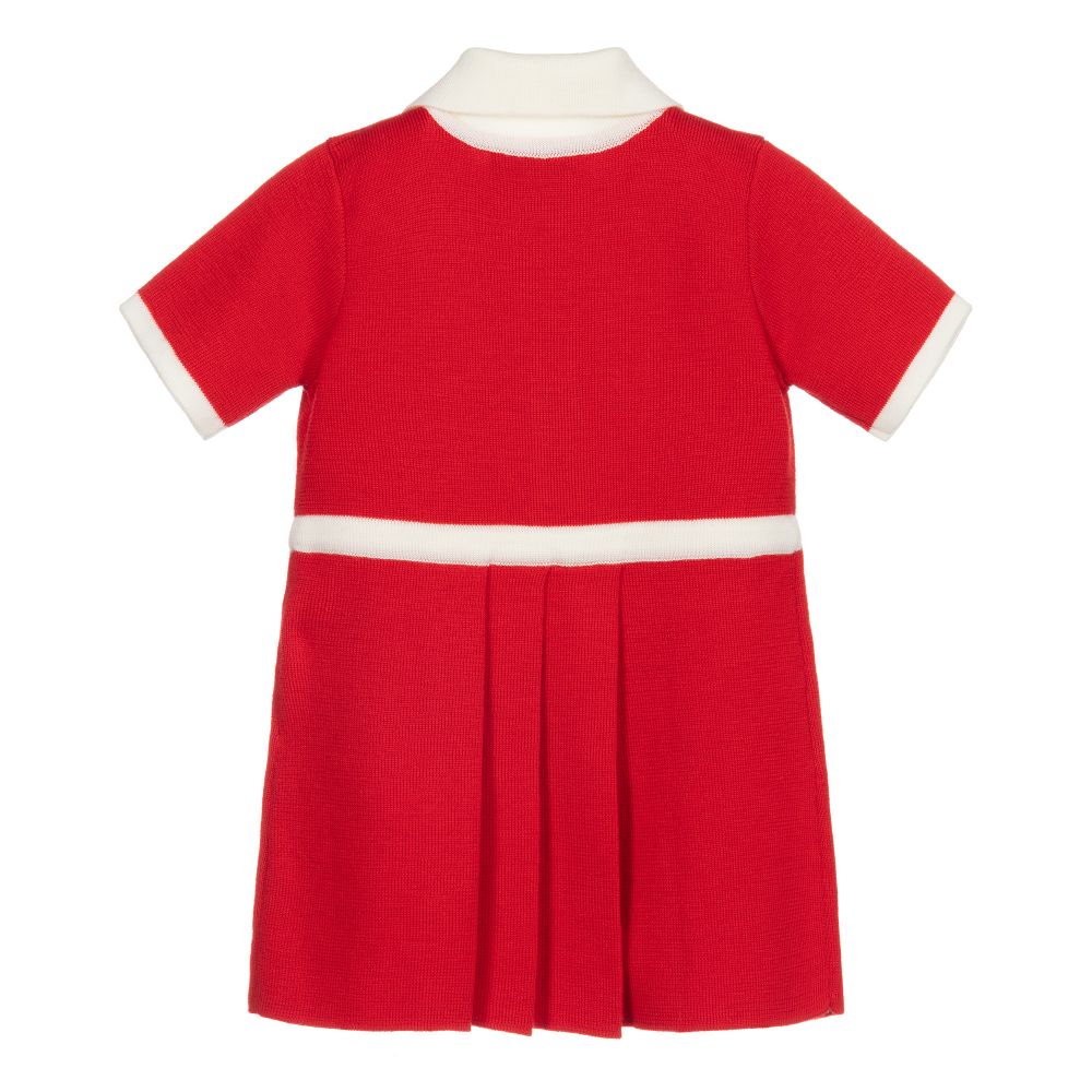 Baby Girls Red Cat Wool Dress