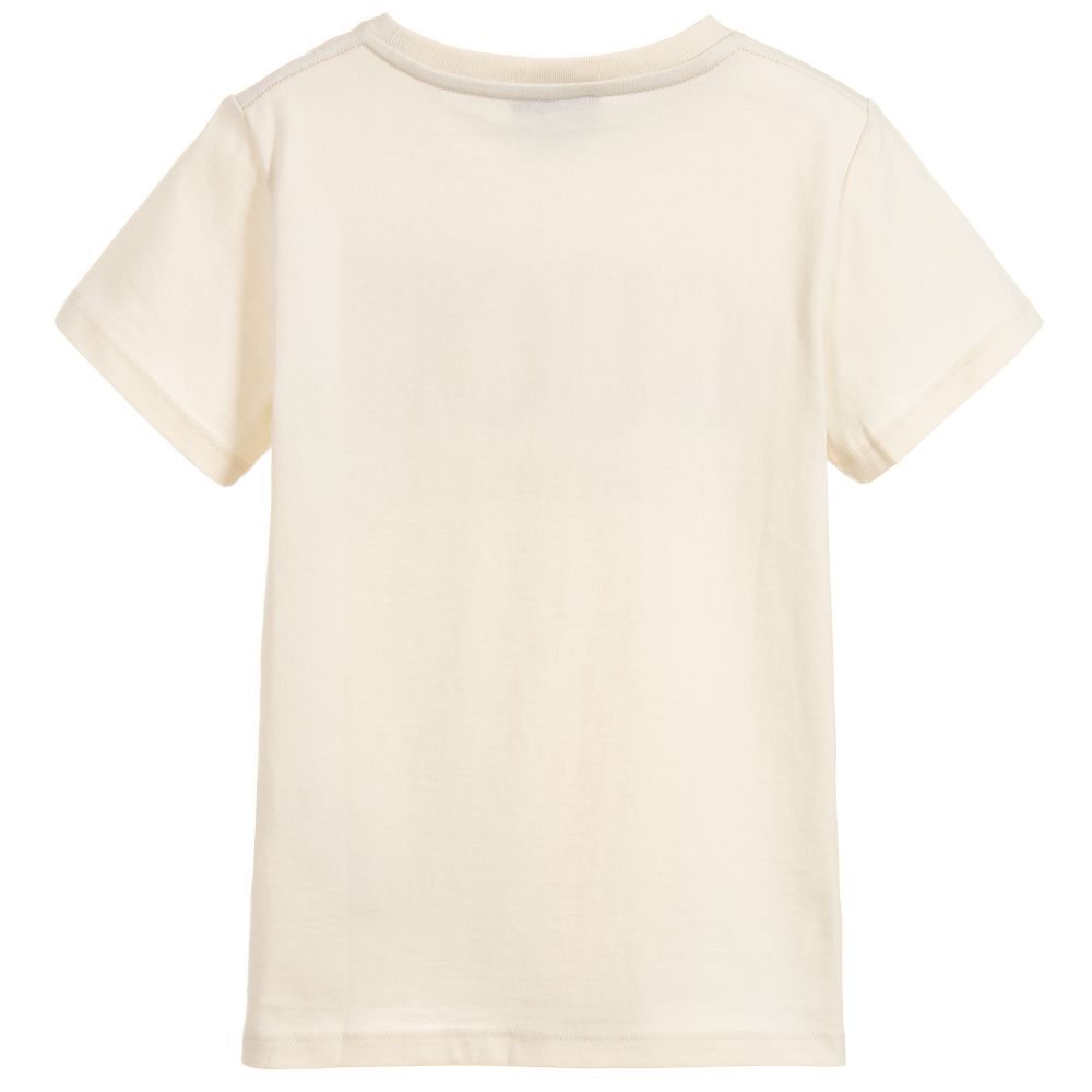 Boys & Girls Beige Logo Cotton T-shirt