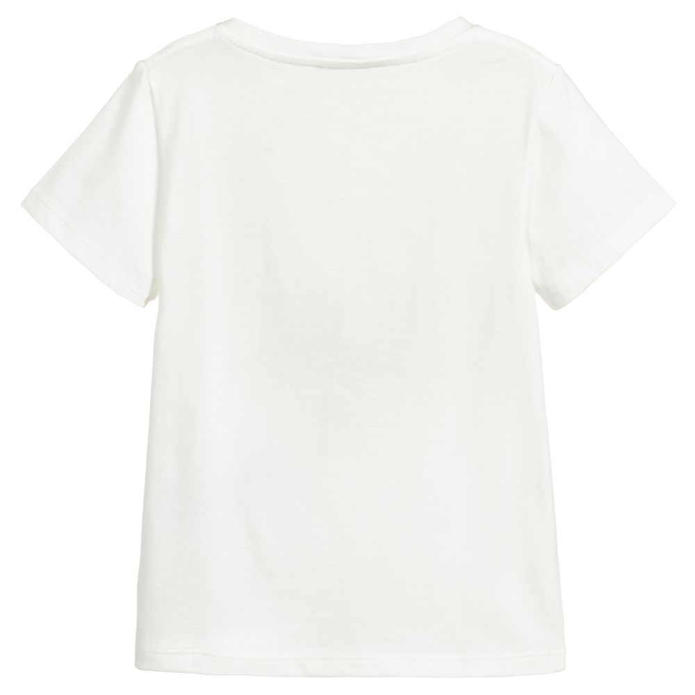 Boys White Logo Cotton T-shirt