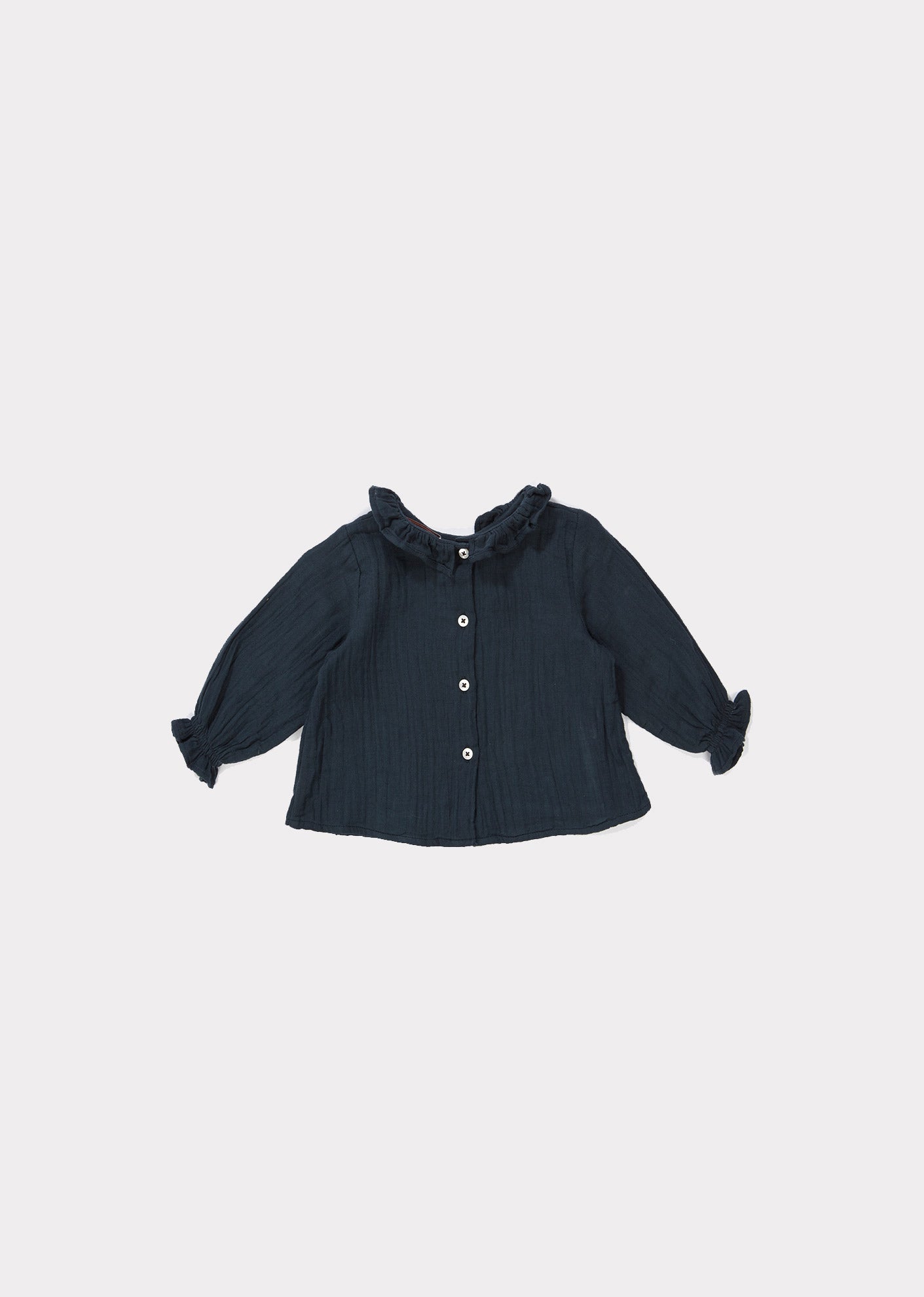 Baby Girls Dark Blue Cotton Blouse