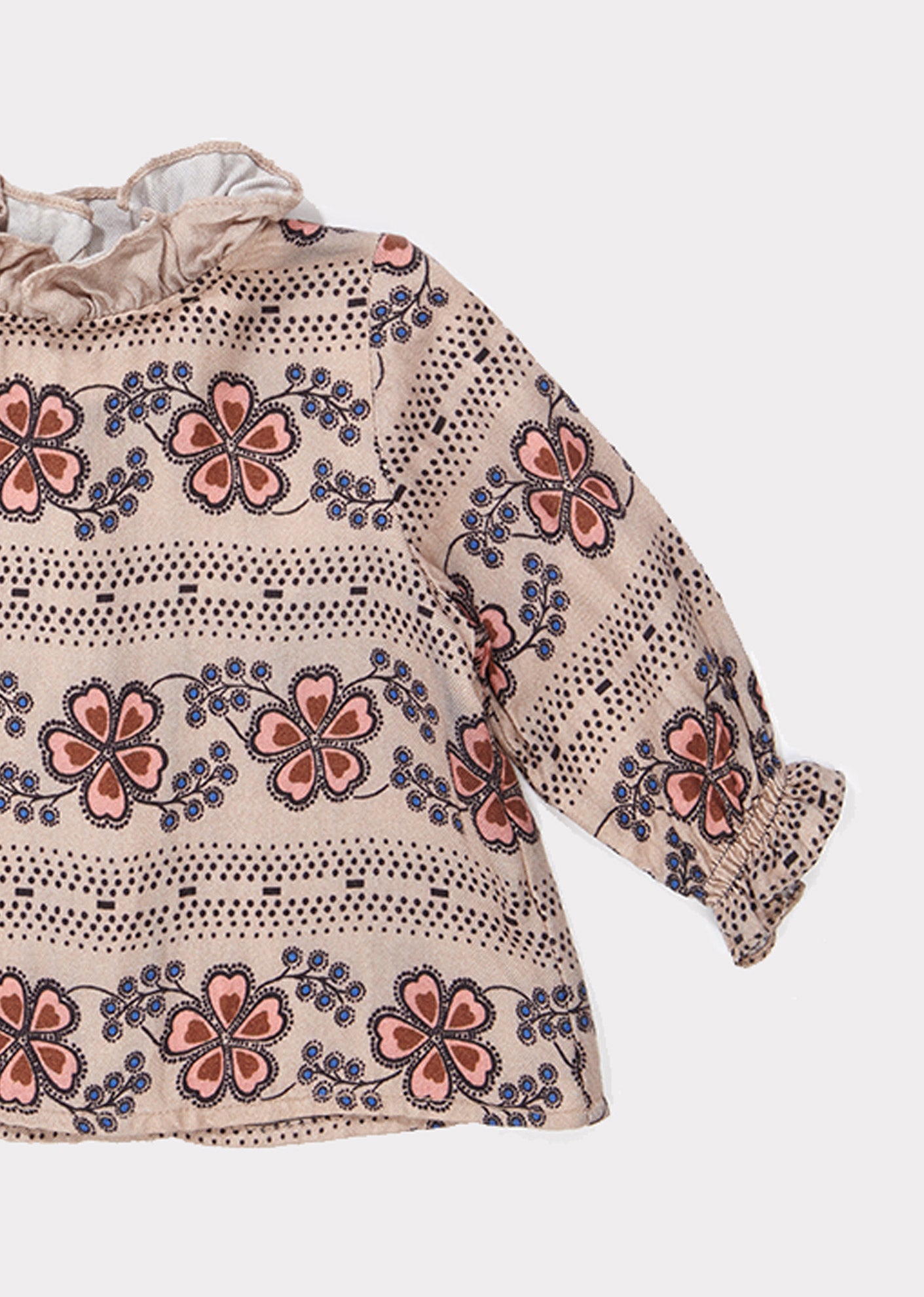 Baby Girls Light Brown Flower Printed Top