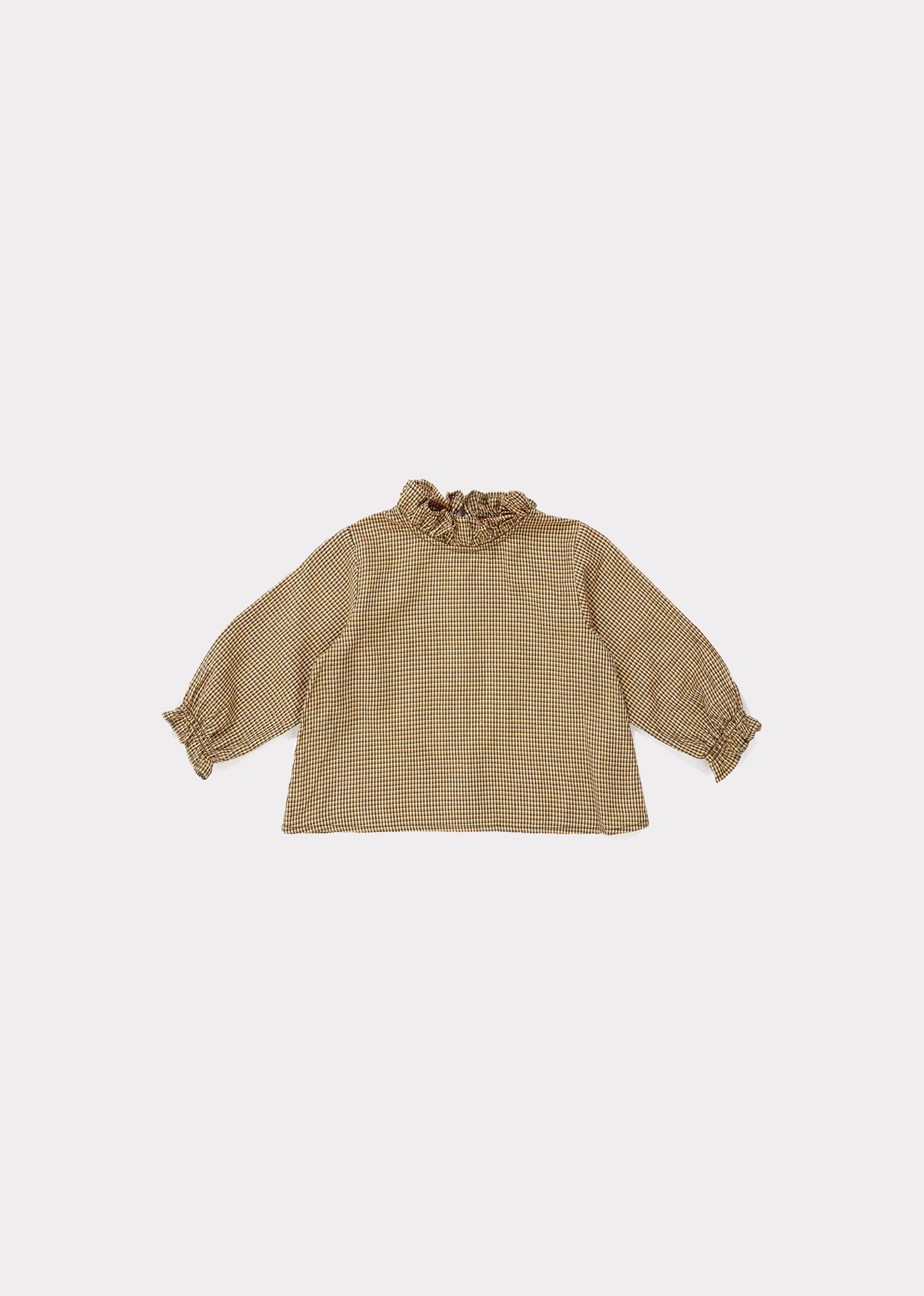 Baby Girls Khaki Check Cotton Blouse