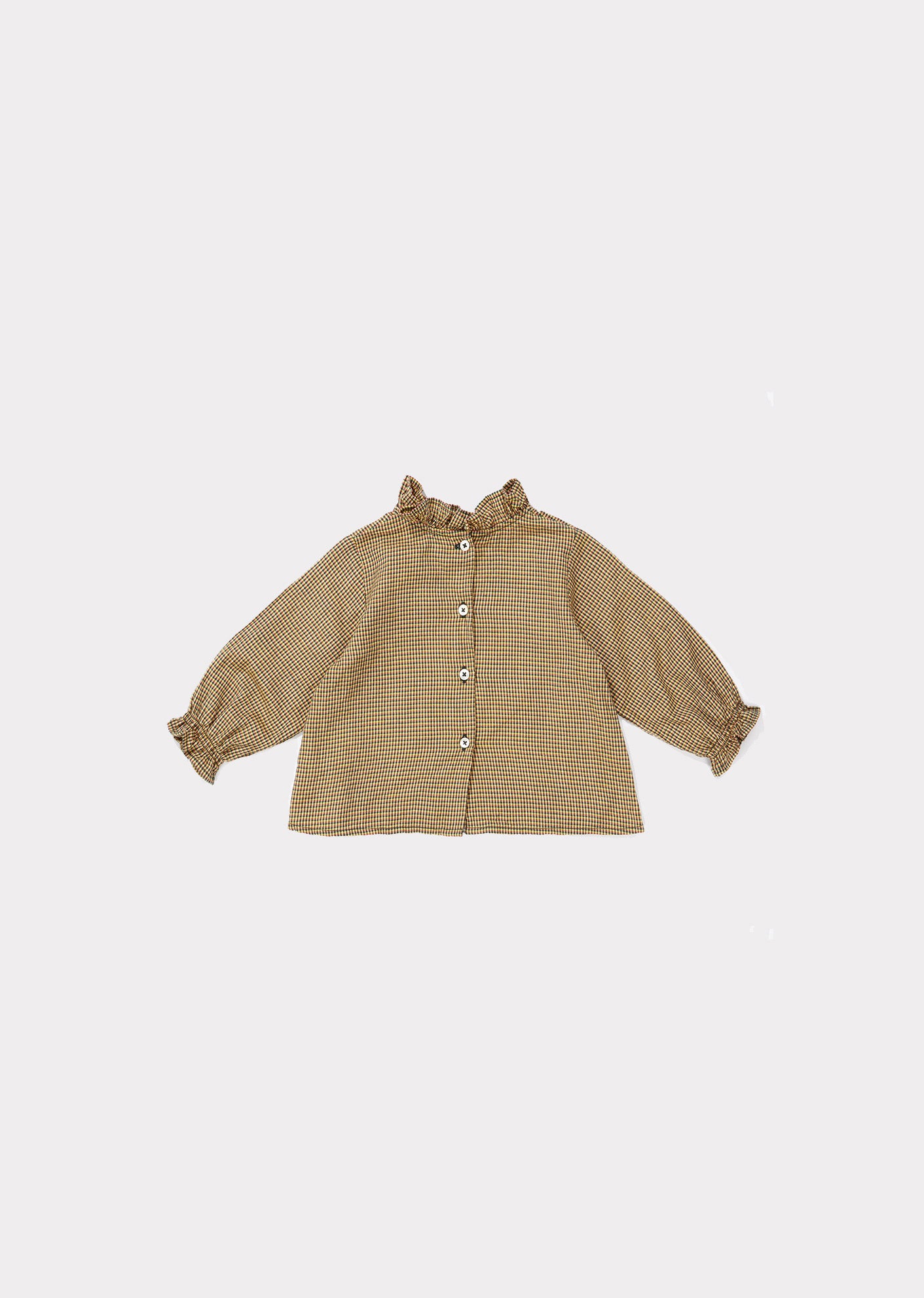 Baby Girls Khaki Check Cotton Blouse