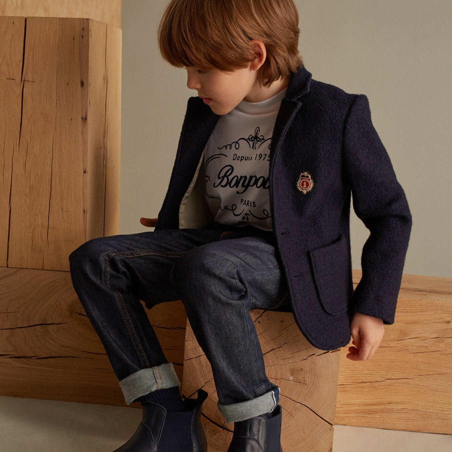 Boys Dark Navy Denim Trousers