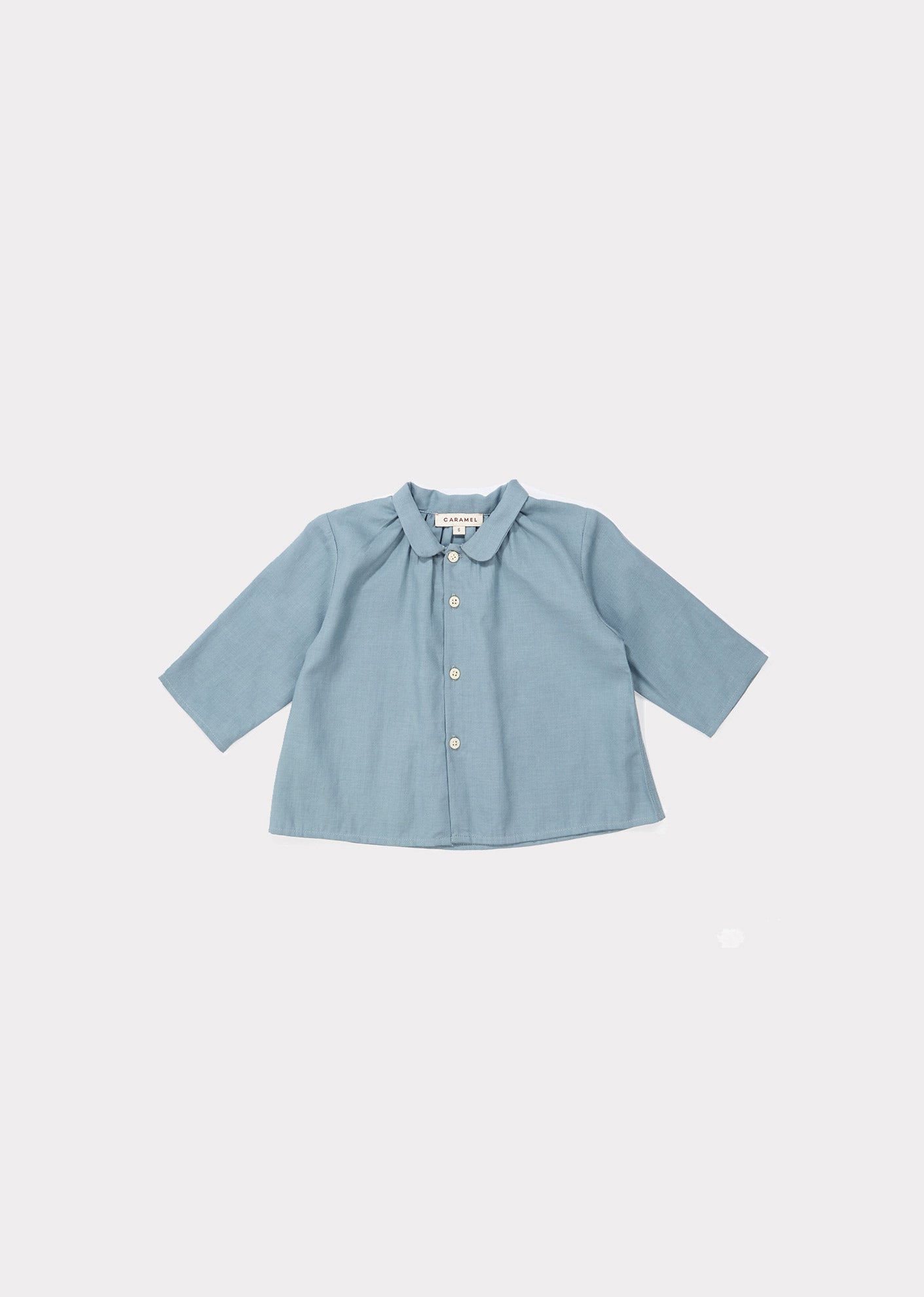 Baby Girls Light Blue Buttons Cotton Shirt