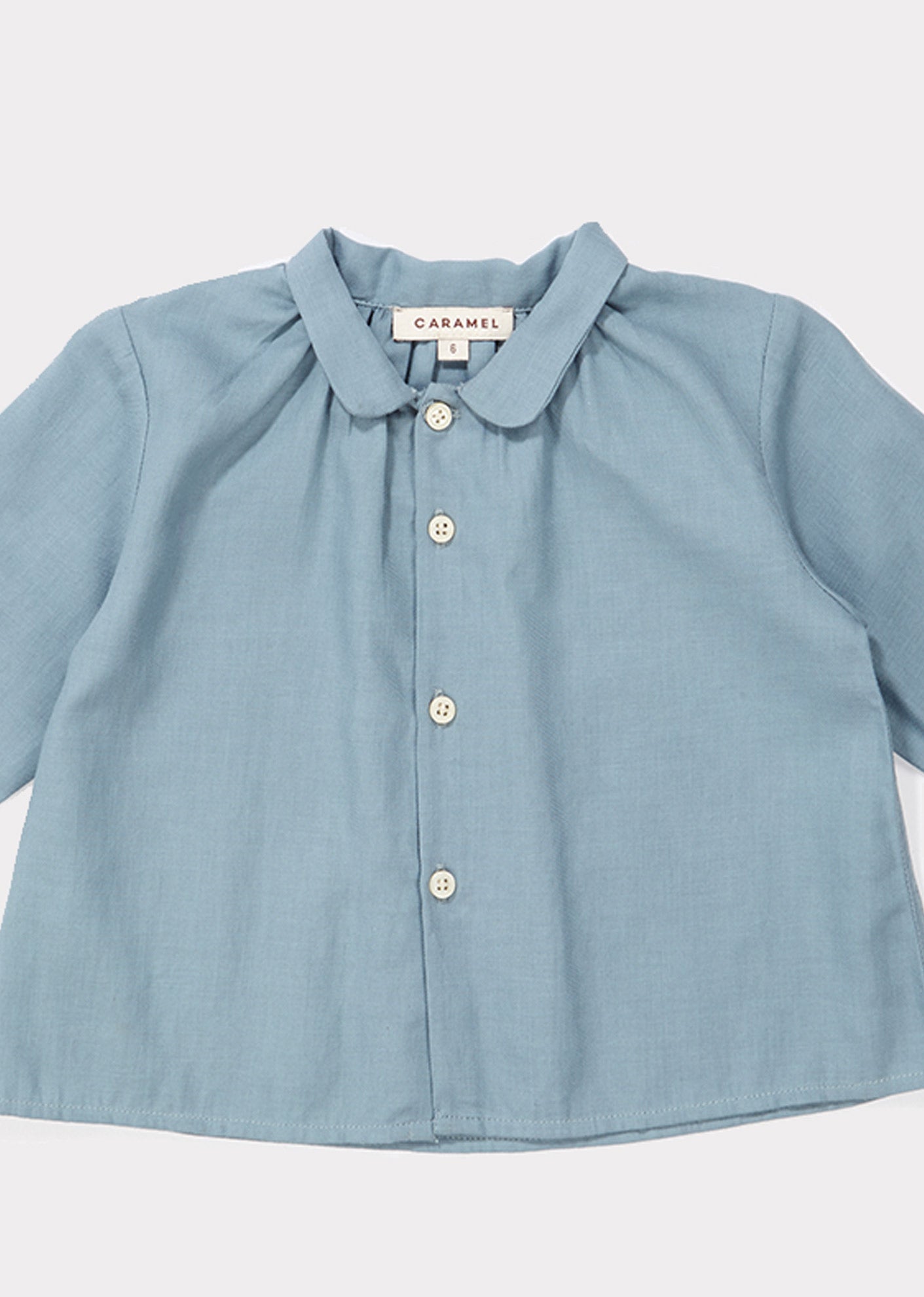 Baby Girls Light Blue Buttons Cotton Shirt