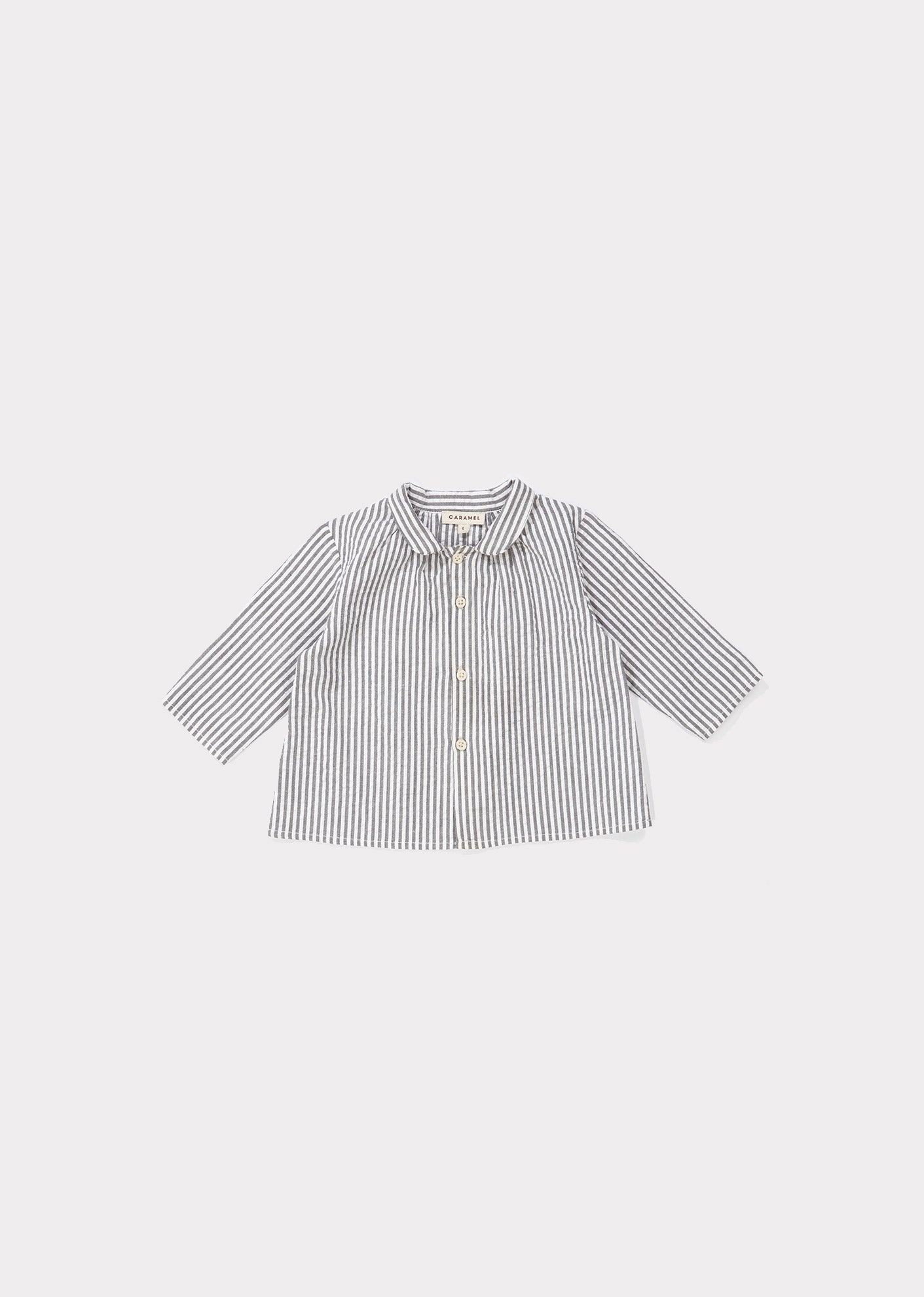 Baby Boys Light Grey Striped Cotton Shirt