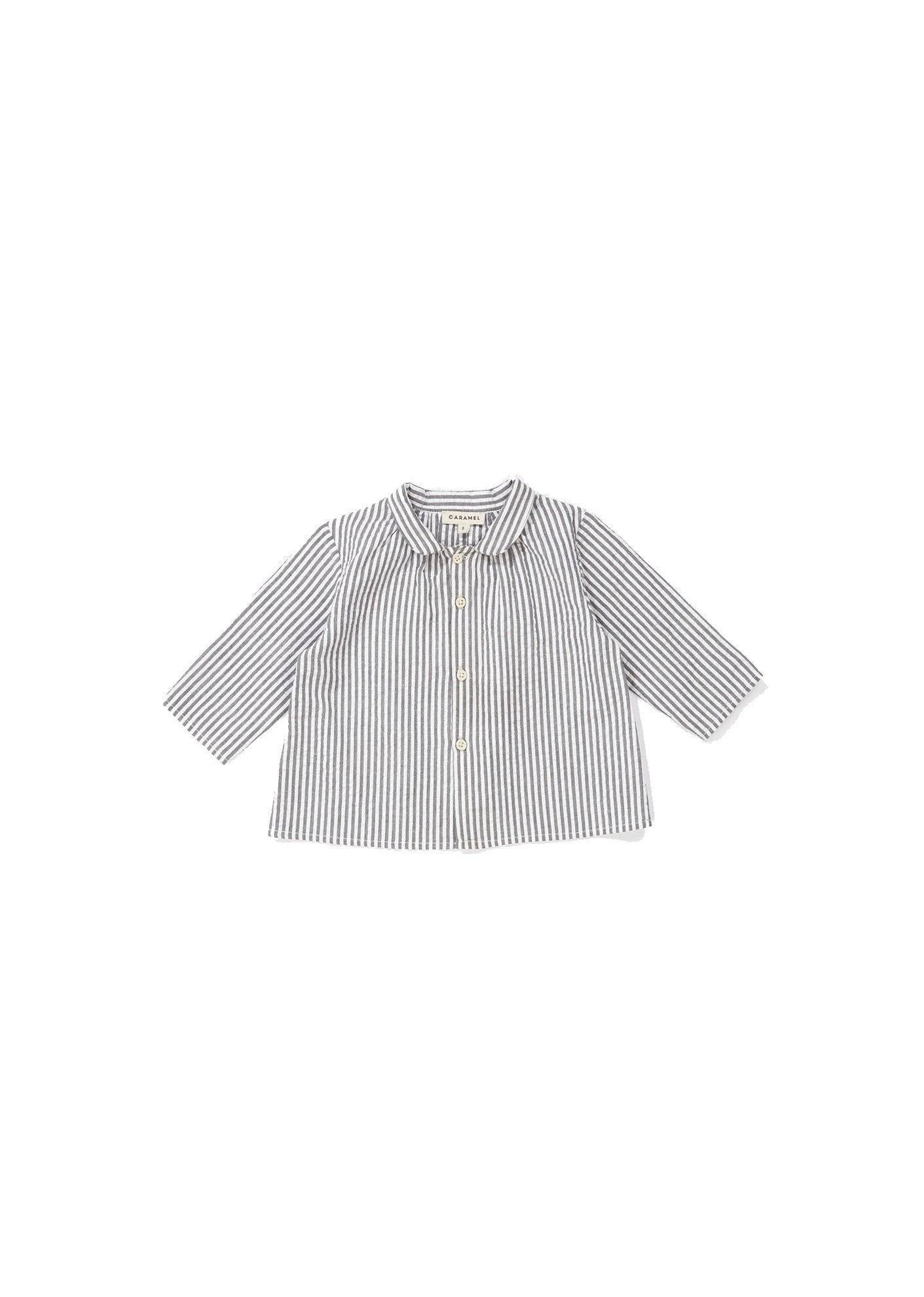 Baby Boys Light Grey Striped Cotton Shirt