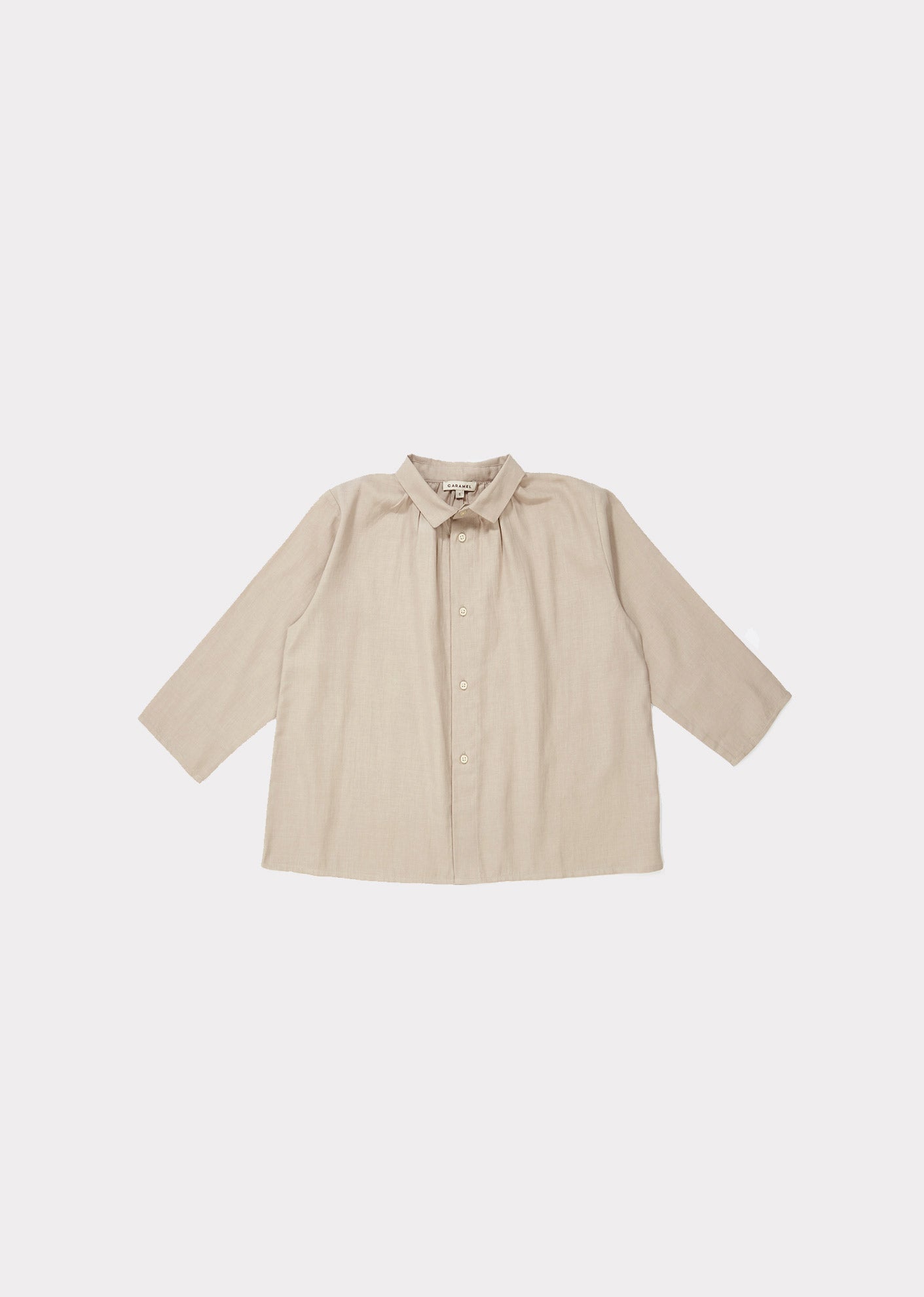 Girls Beige Buttons Cotton Shirt