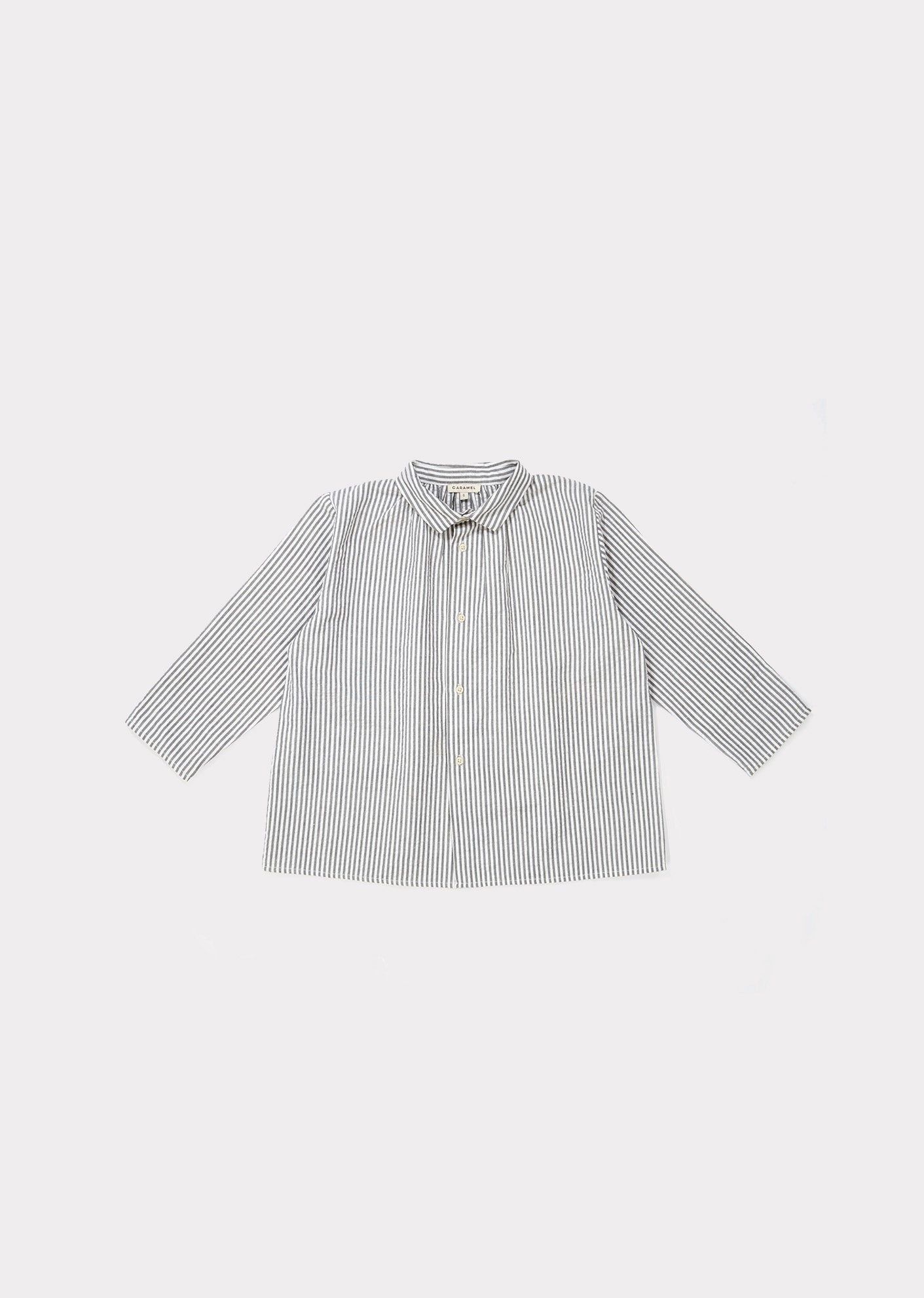 Boys Light Grey Striped Cotton Shirt
