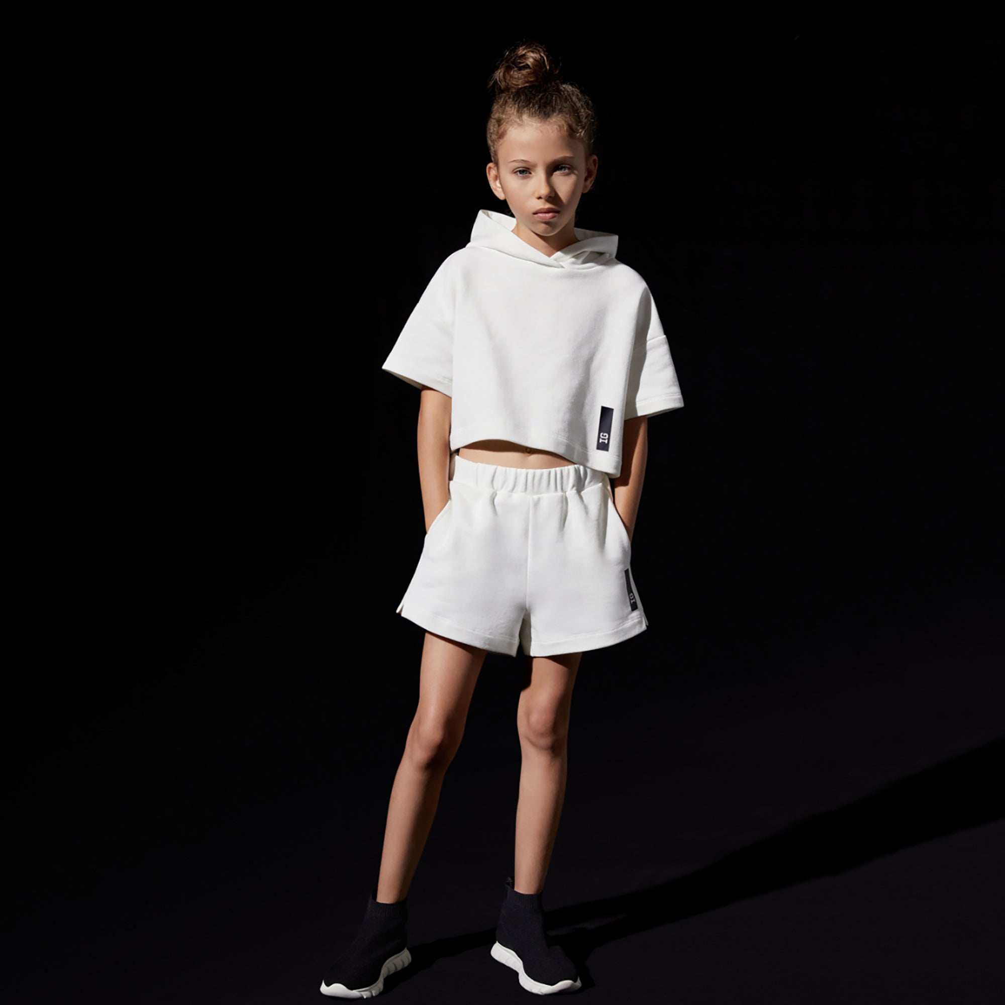 Girls White "IG" Cotton Sweatshirt