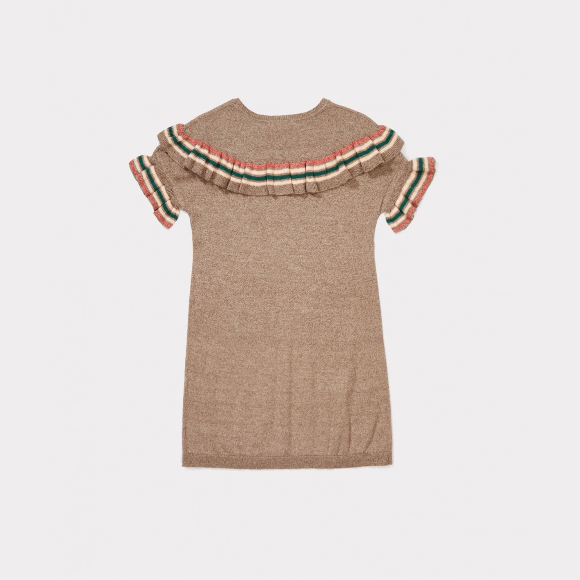 Girls Mocha Cotton Knitwear Dress