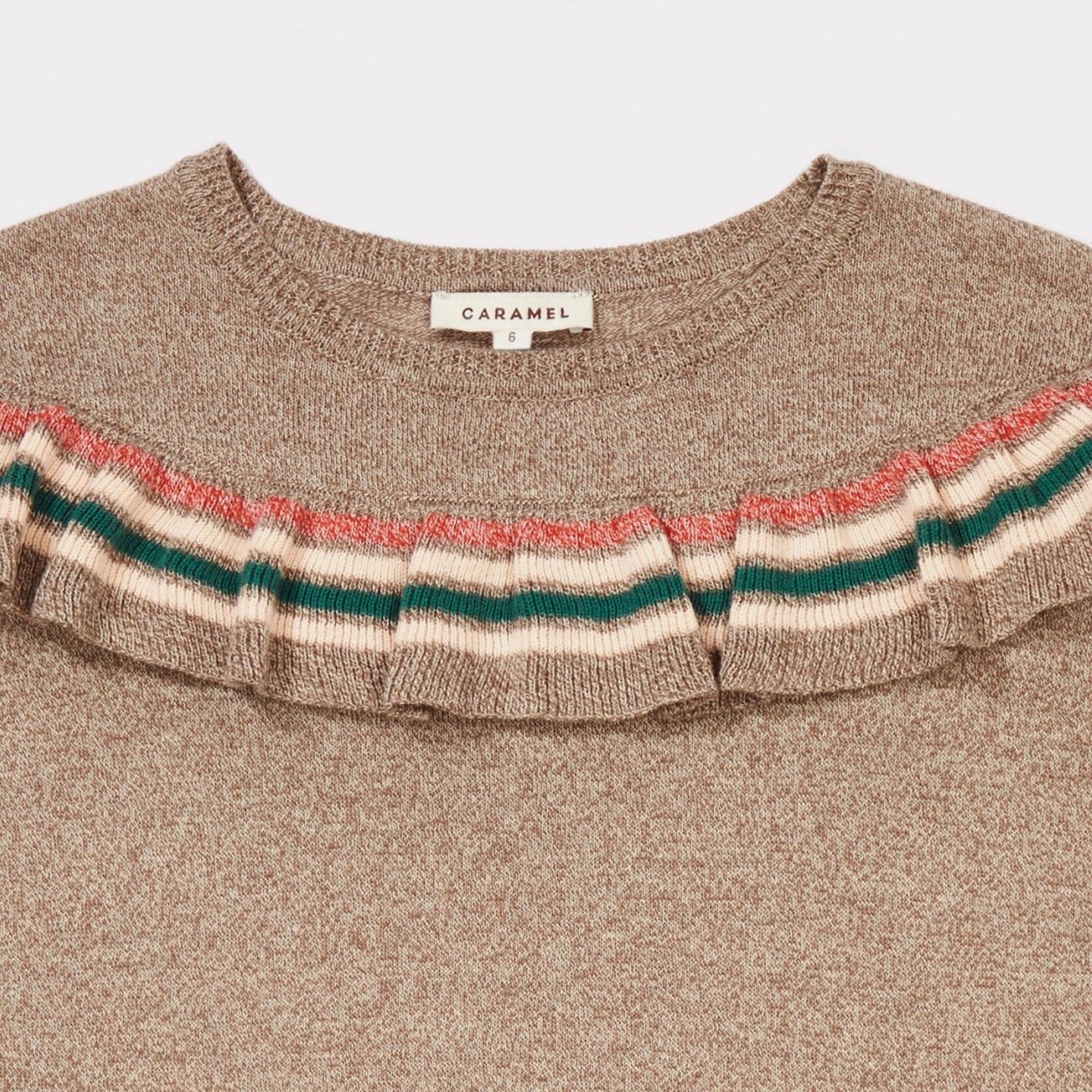 Girls Mocha Cotton Knitwear Dress