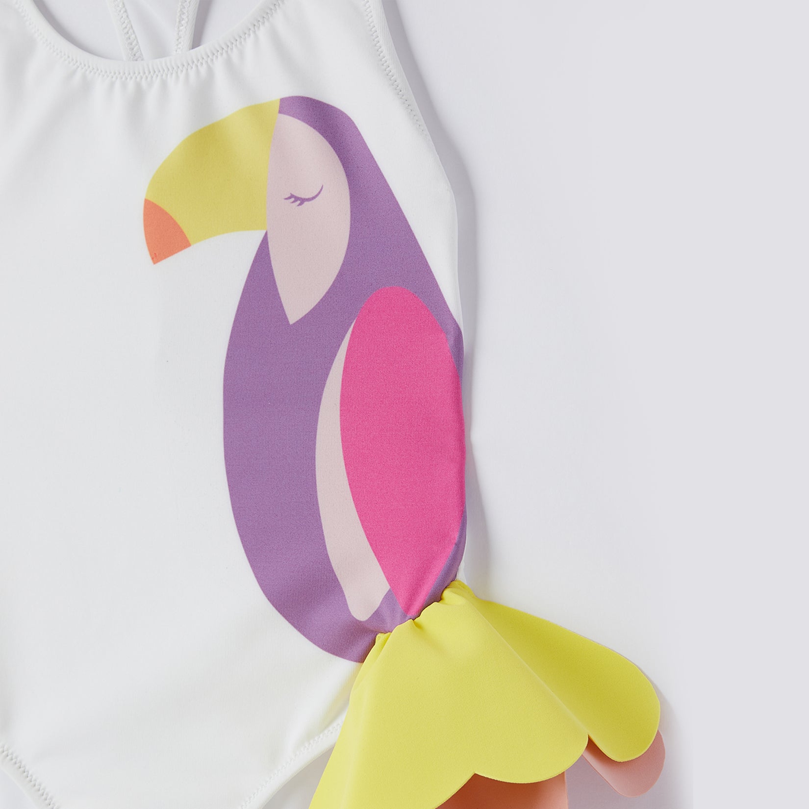 Girls White Bird Swimsuit