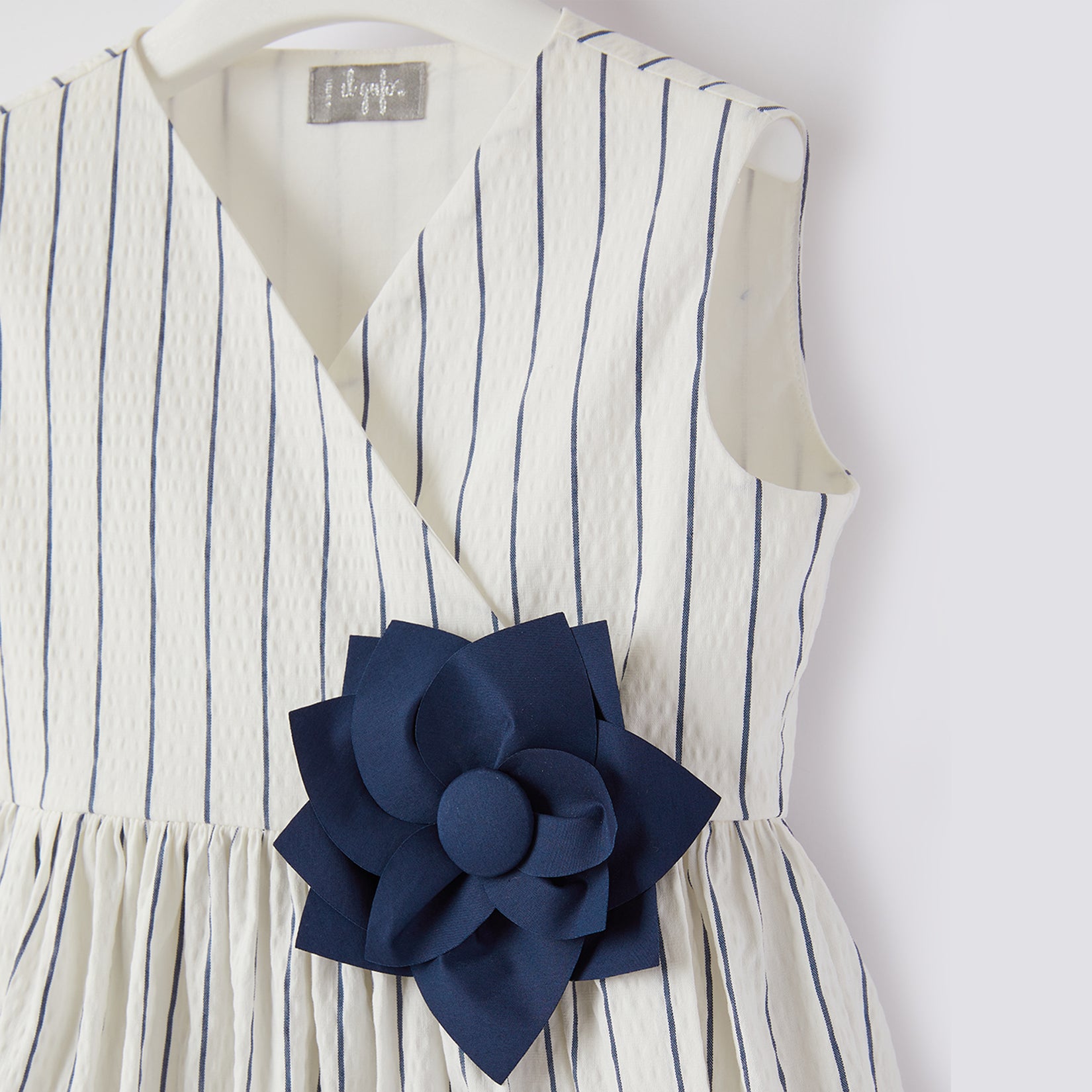 Girls White Stripe Dress