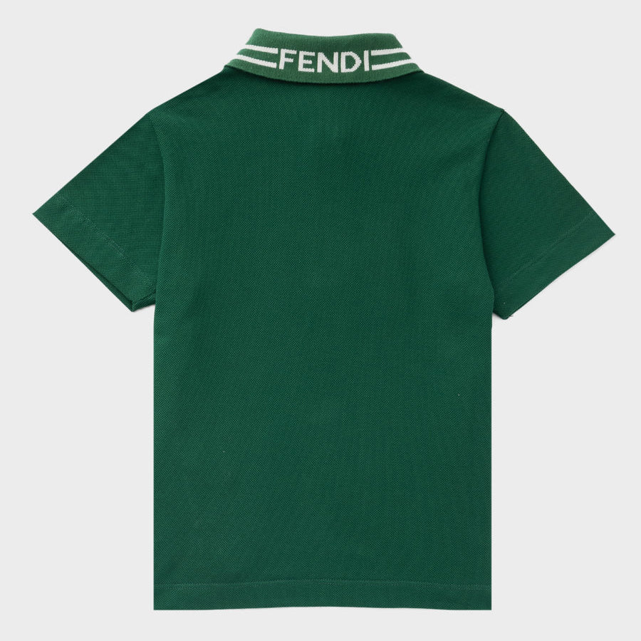 Boys Green Cotton Polo Shirt