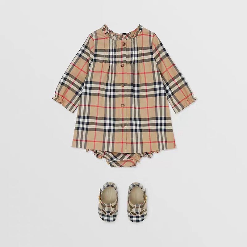 Baby Girls Archive Beige Cotton Dress