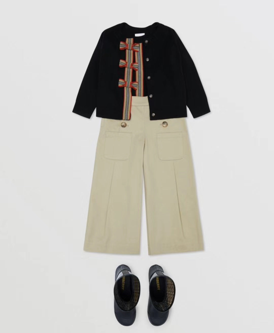 Girls Black Merino Wool Knitwear